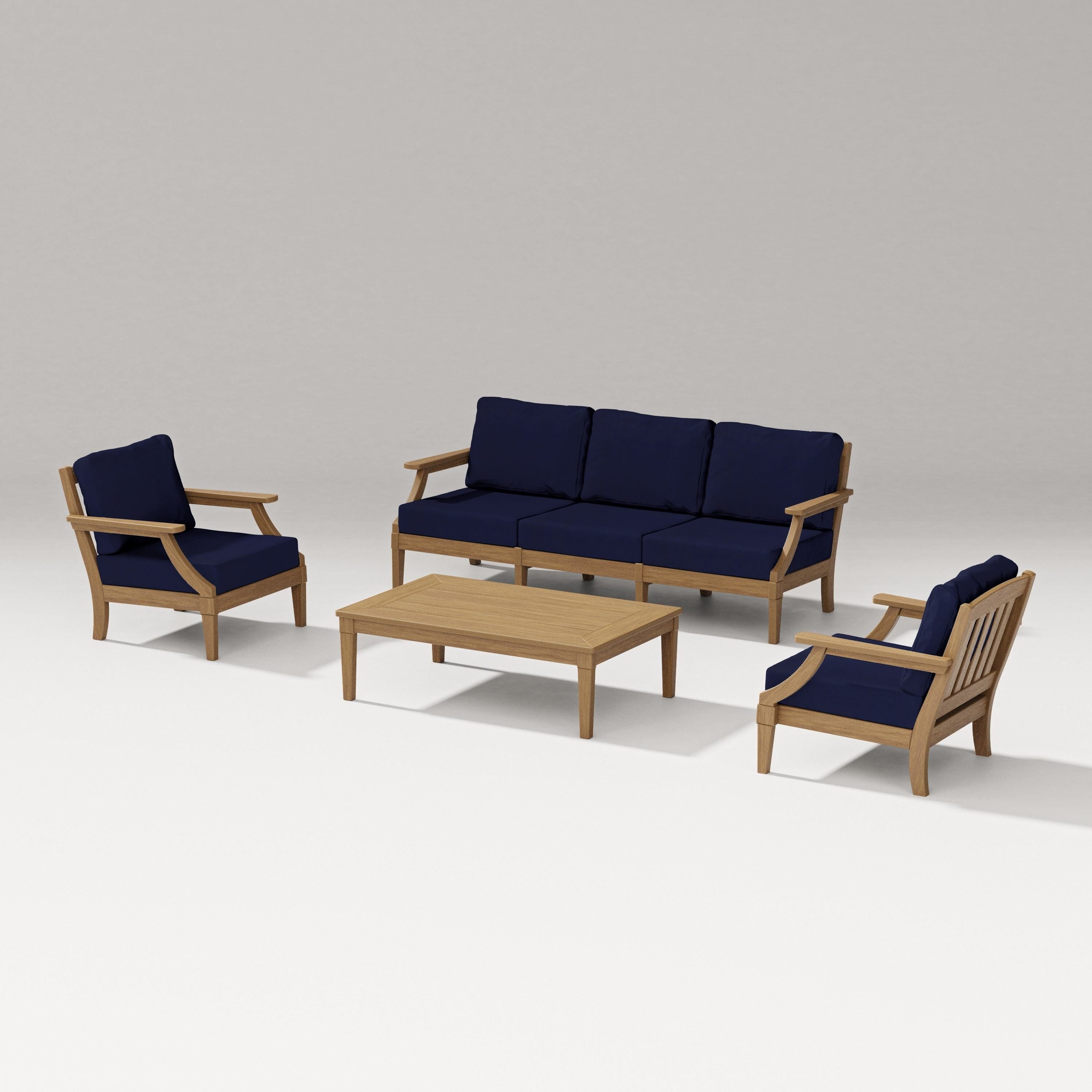 PW Designer Series Estate 4-Piece Lounge Sofa Set in Natural / Navy