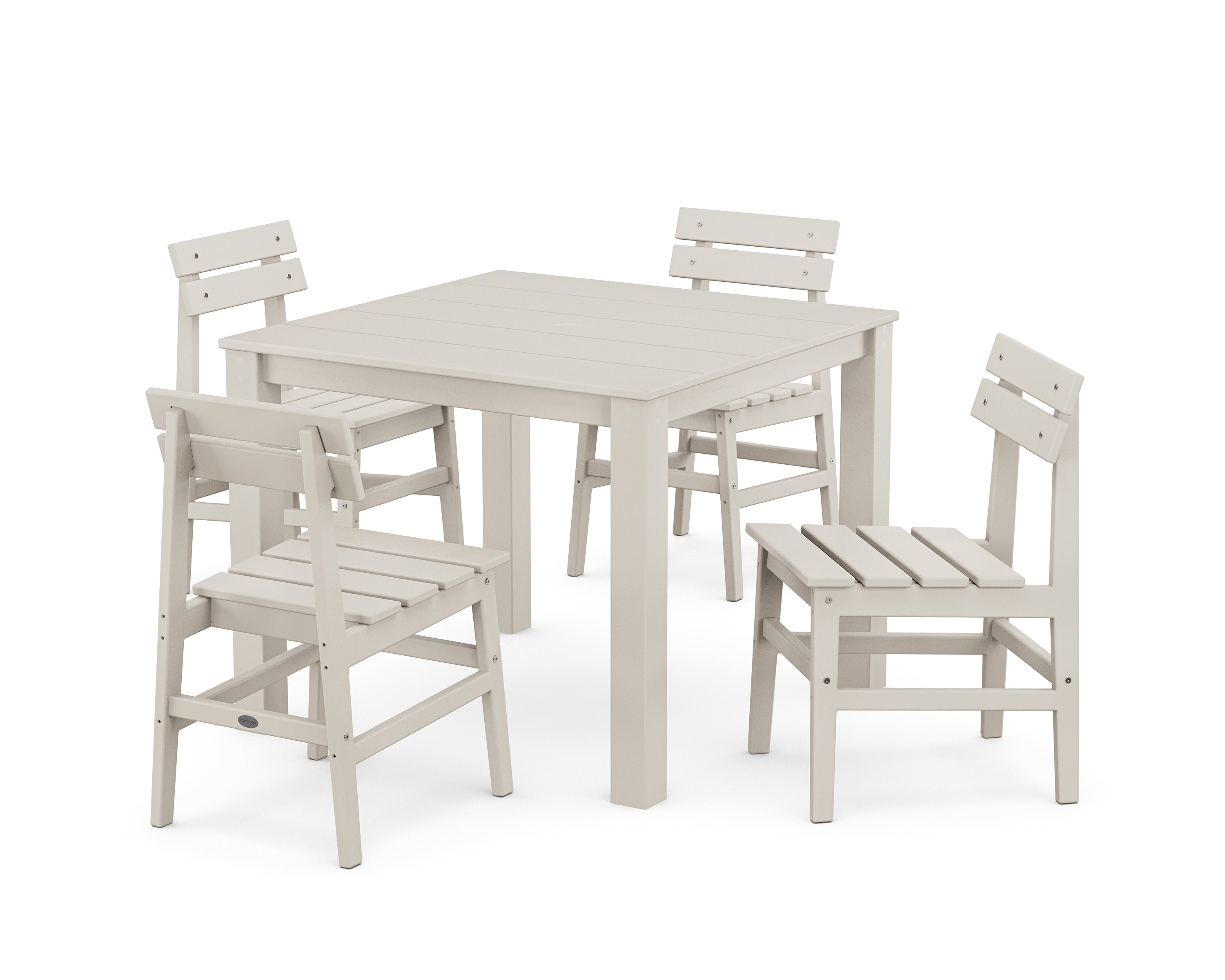 POLYWOOD Modern Studio Plaza Chair 5-Piece Parsons Dining Set in Sand