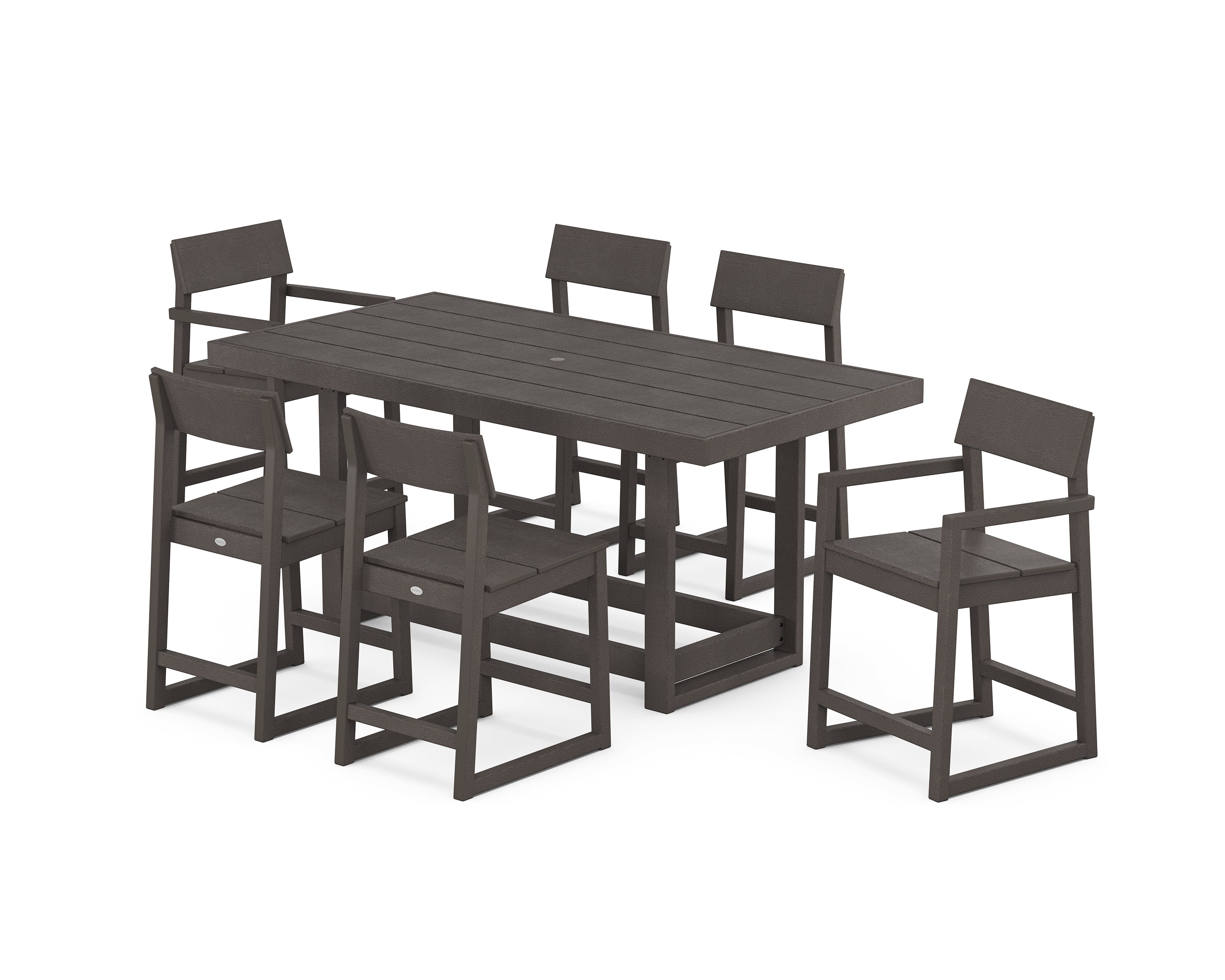 POLYWOOD EDGE 7-Piece Counter Table Set in Vintage Coffee