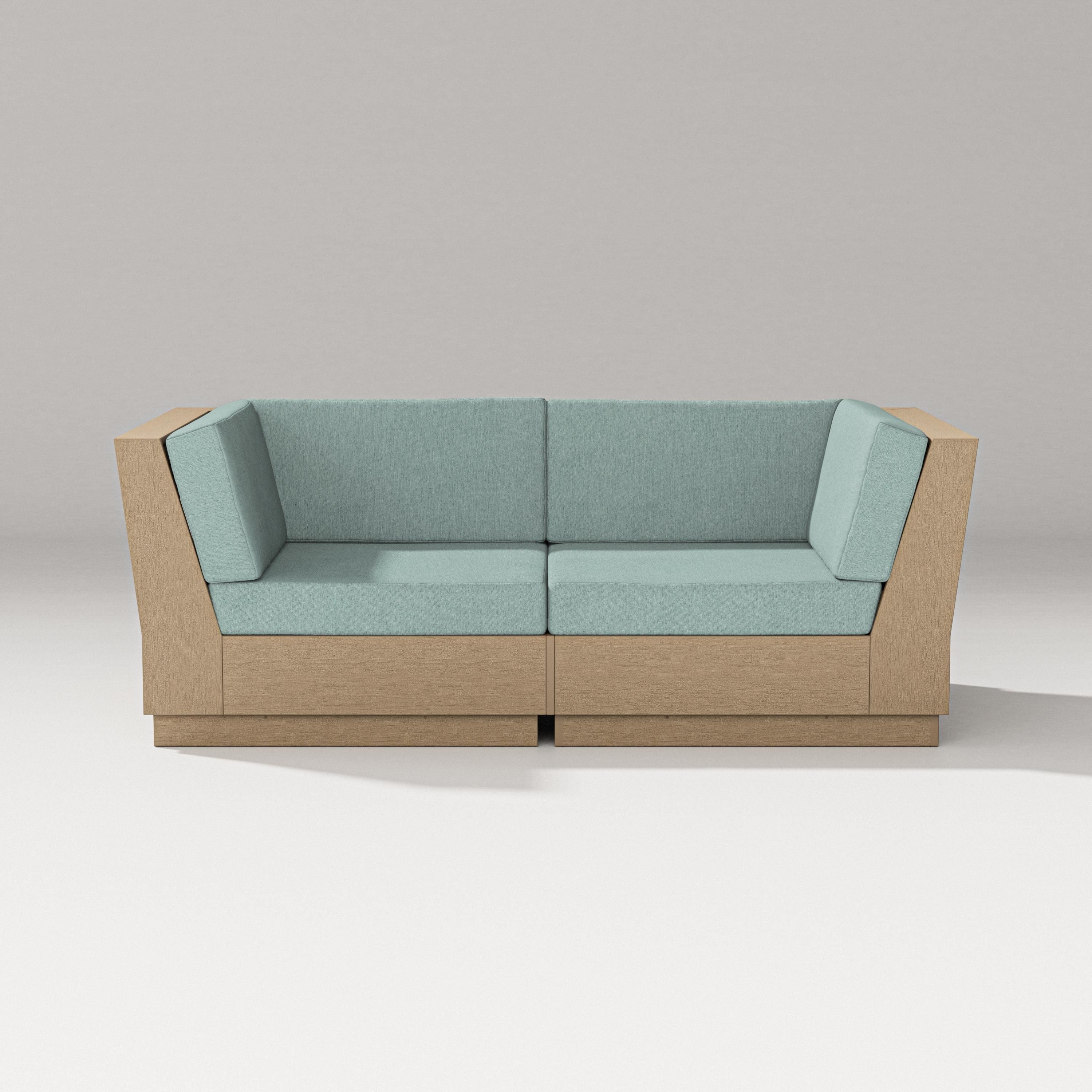 PW Designer Series Elevate Loveseat Sectional in Vintage Sahara / Glacier Spa