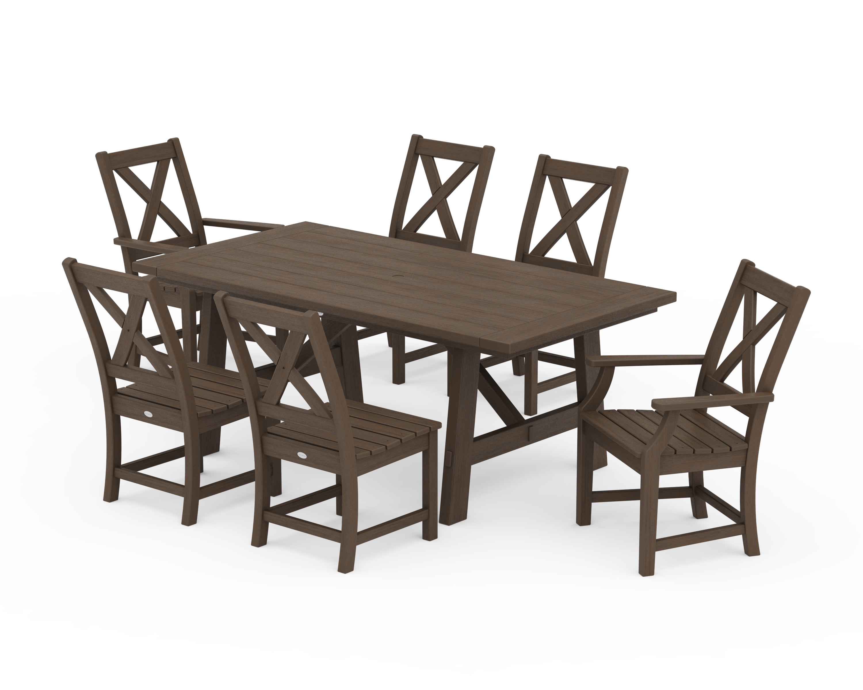 POLYWOOD Braxton 7-Piece Rustic Farmhouse Dining Set in Kona
