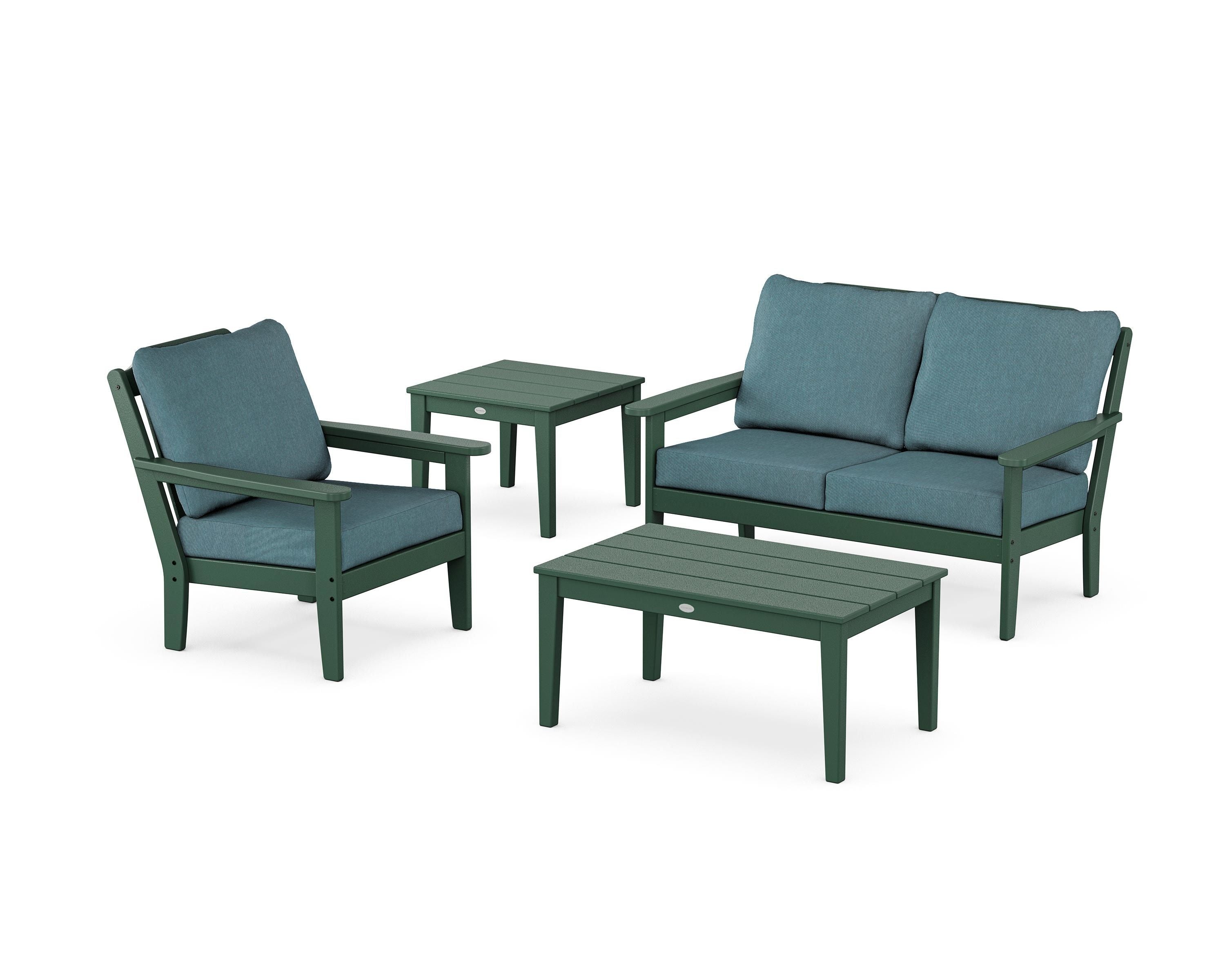 Country Living Wovendale 4-Piece Deep Seating Set in Green / Ocean Teal