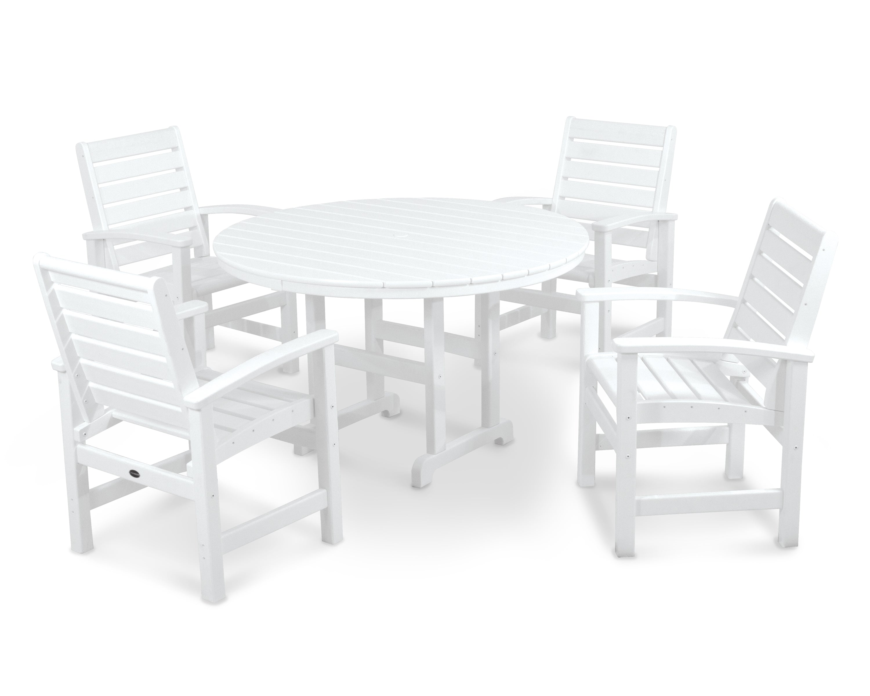 POLYWOOD® Signature 5-Piece Round Farmhouse Dining Set in White