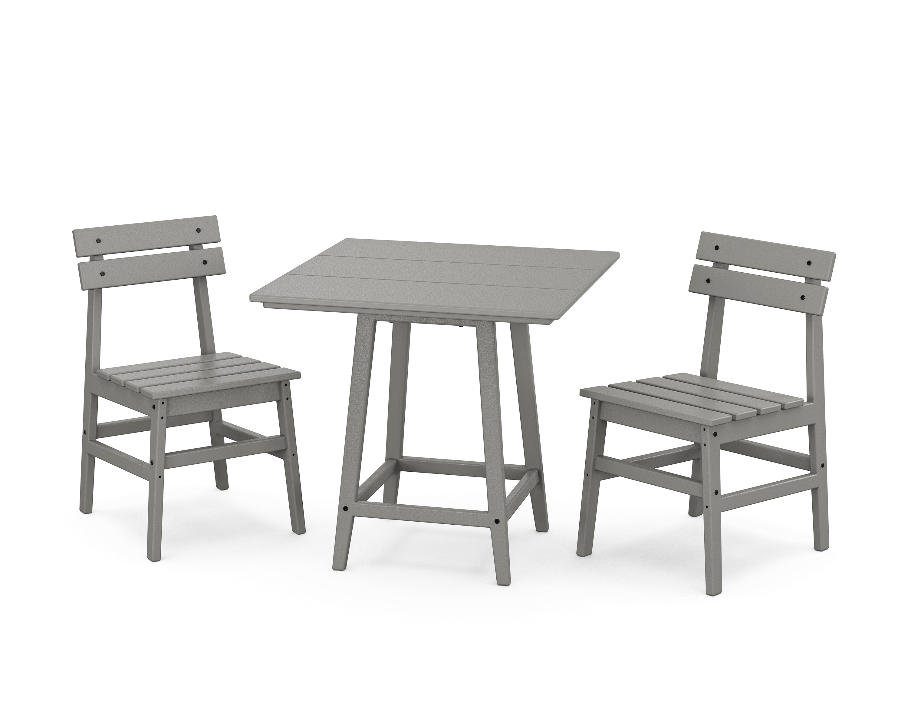 POLYWOOD Modern Studio Plaza Chair 3-Piece Bistro Dining Set in Slate Grey