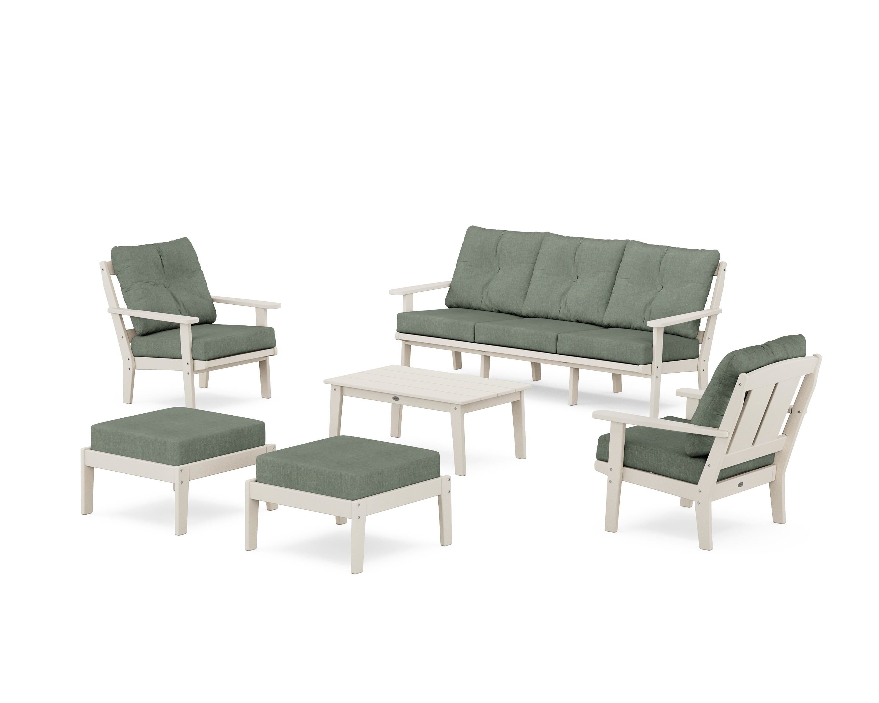 POLYWOOD Mission 6-Piece Lounge Sofa Set in Sand / Cast Sage