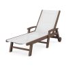 POLYWOOD Coastal Chaise with Wheels in Mahogany / White Sling
