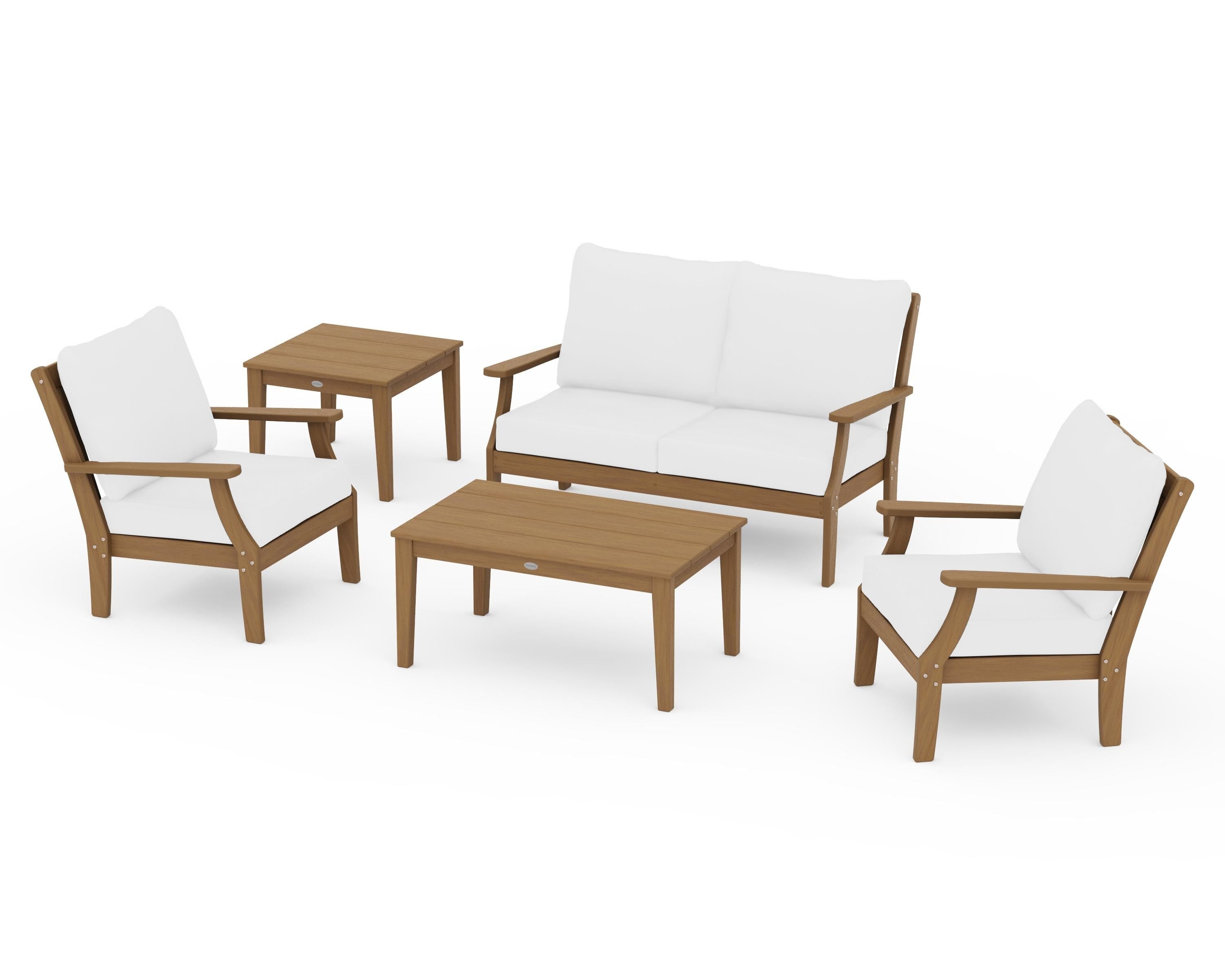 POLYWOOD Braxton 5-Piece Deep Seating Set in Natural / Natural