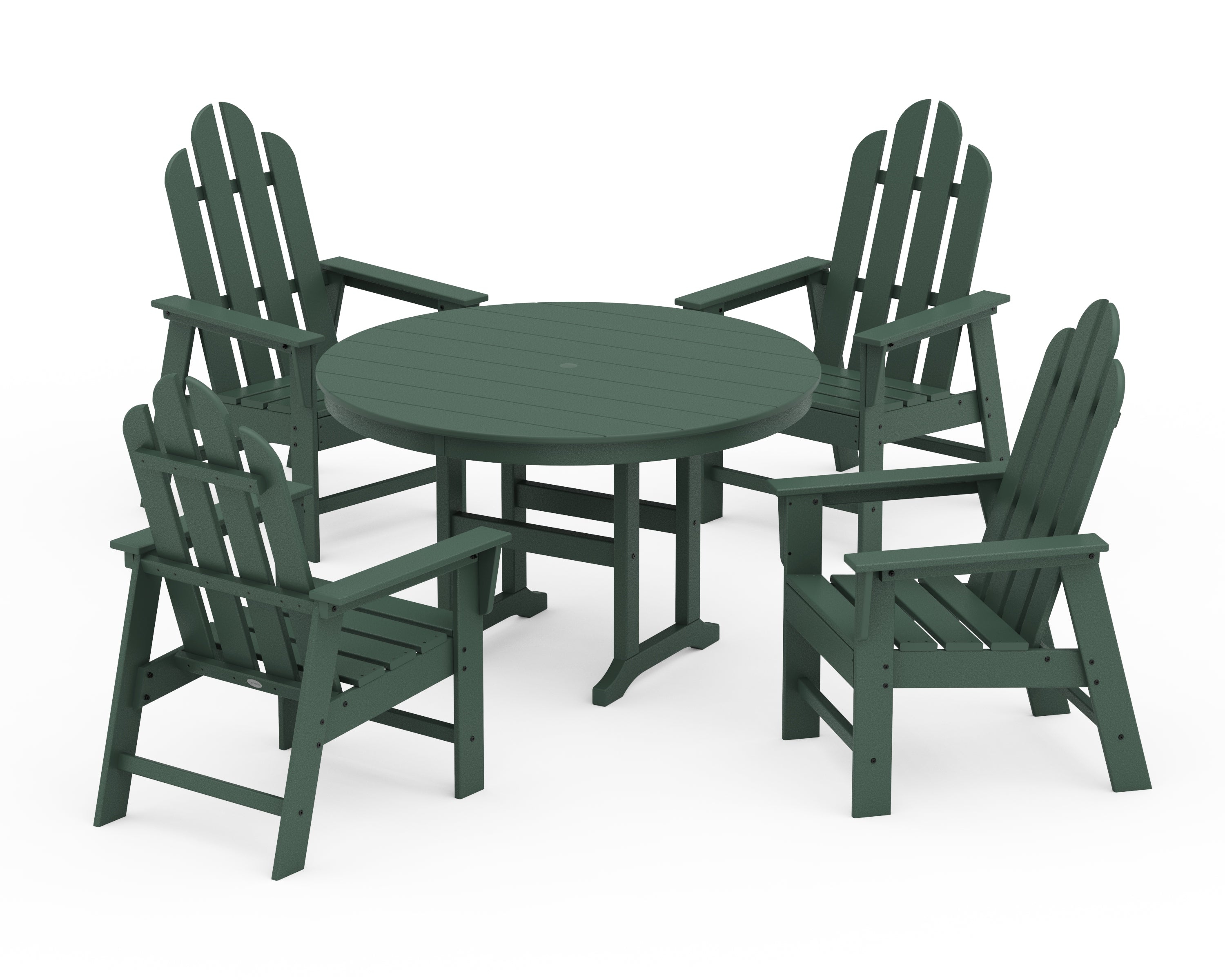 POLYWOOD Long Island 5-Piece Round Farmhouse Dining Set in Green