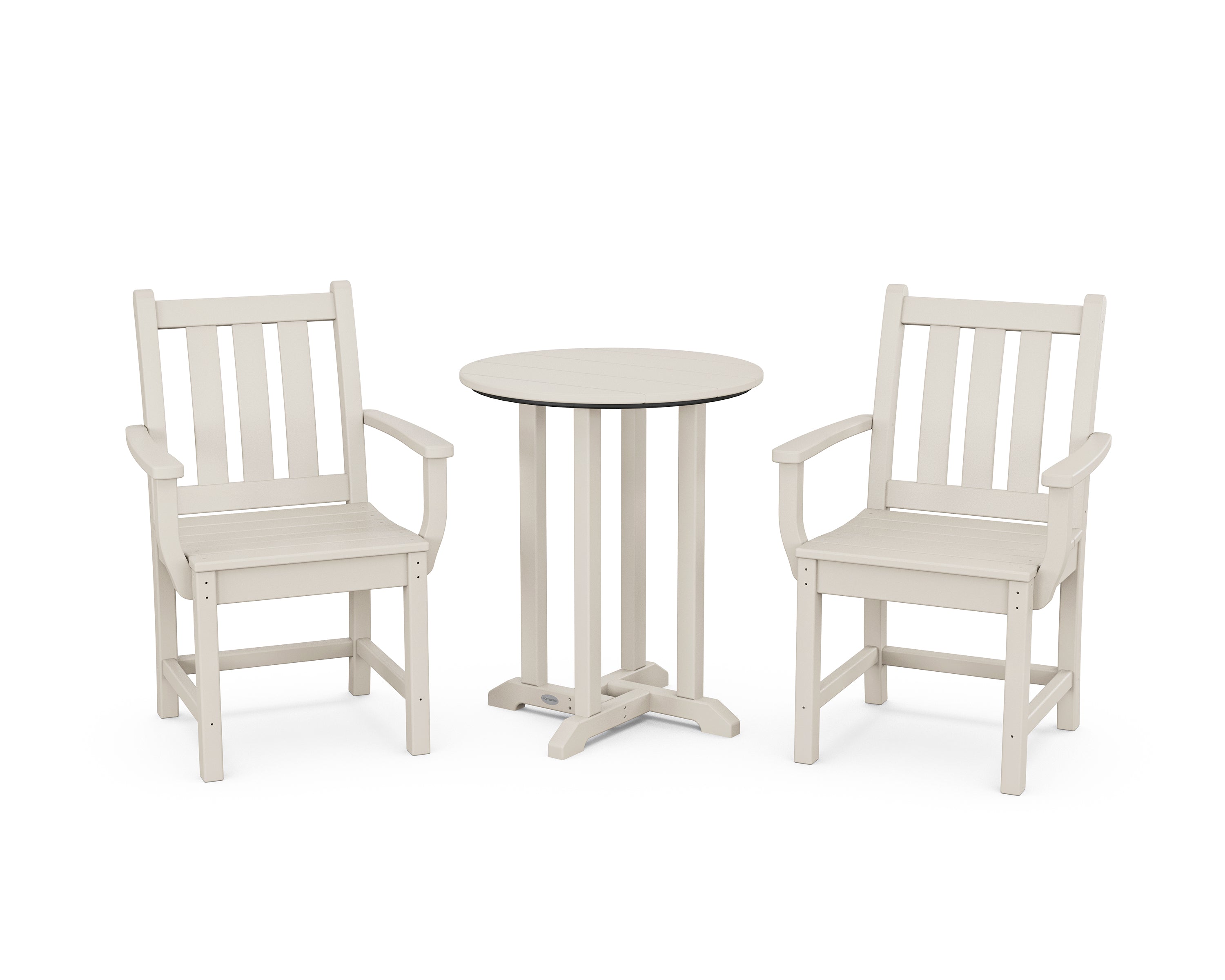 POLYWOOD Traditional Garden 3-Piece Round Bistro Dining Set in Sand