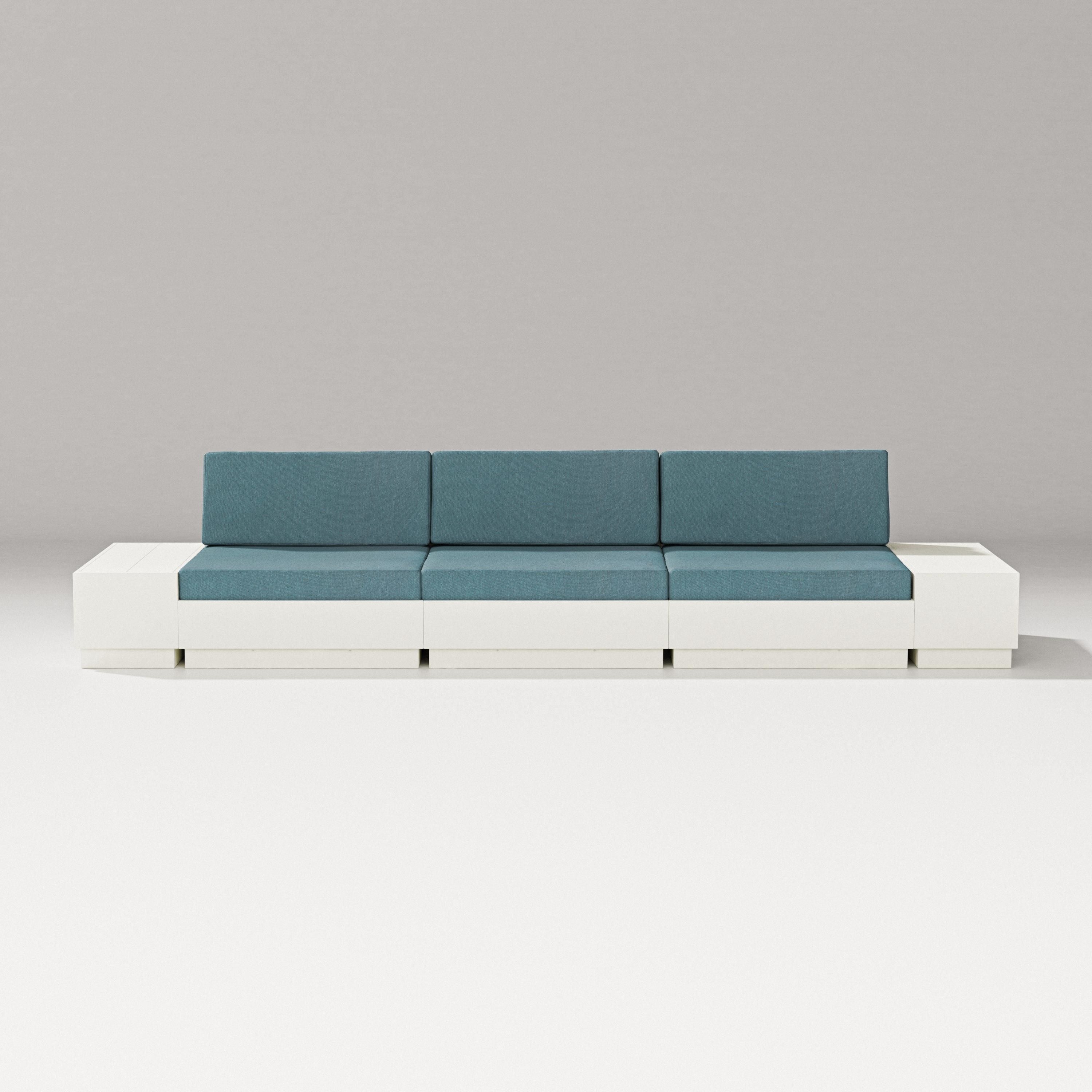 PW Designer Series Elevate Straight Sectional in Vintage White / Ocean Teal