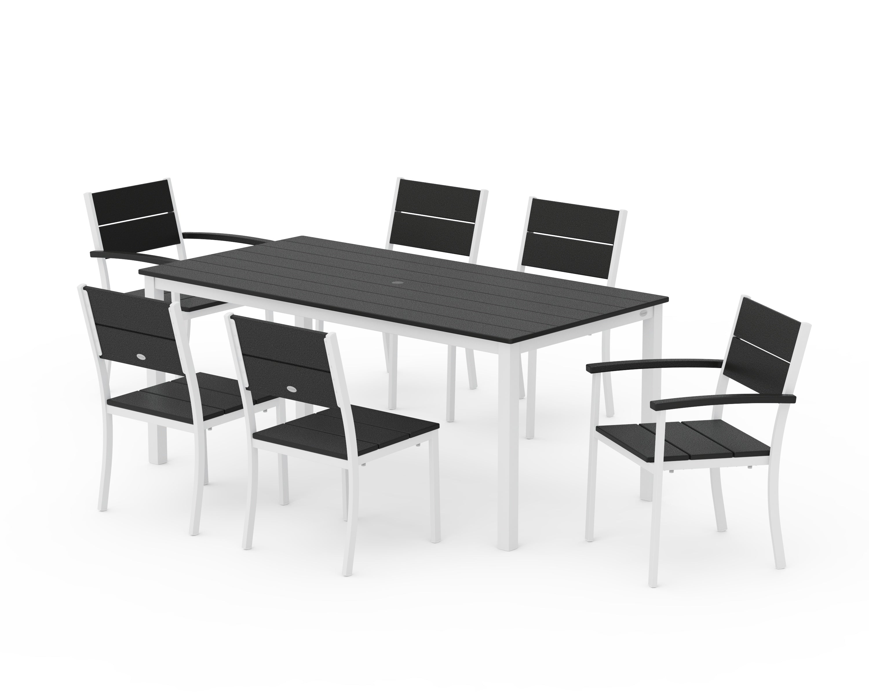 POLYWOOD Main Street 7-Piece Dining Set in White / Black