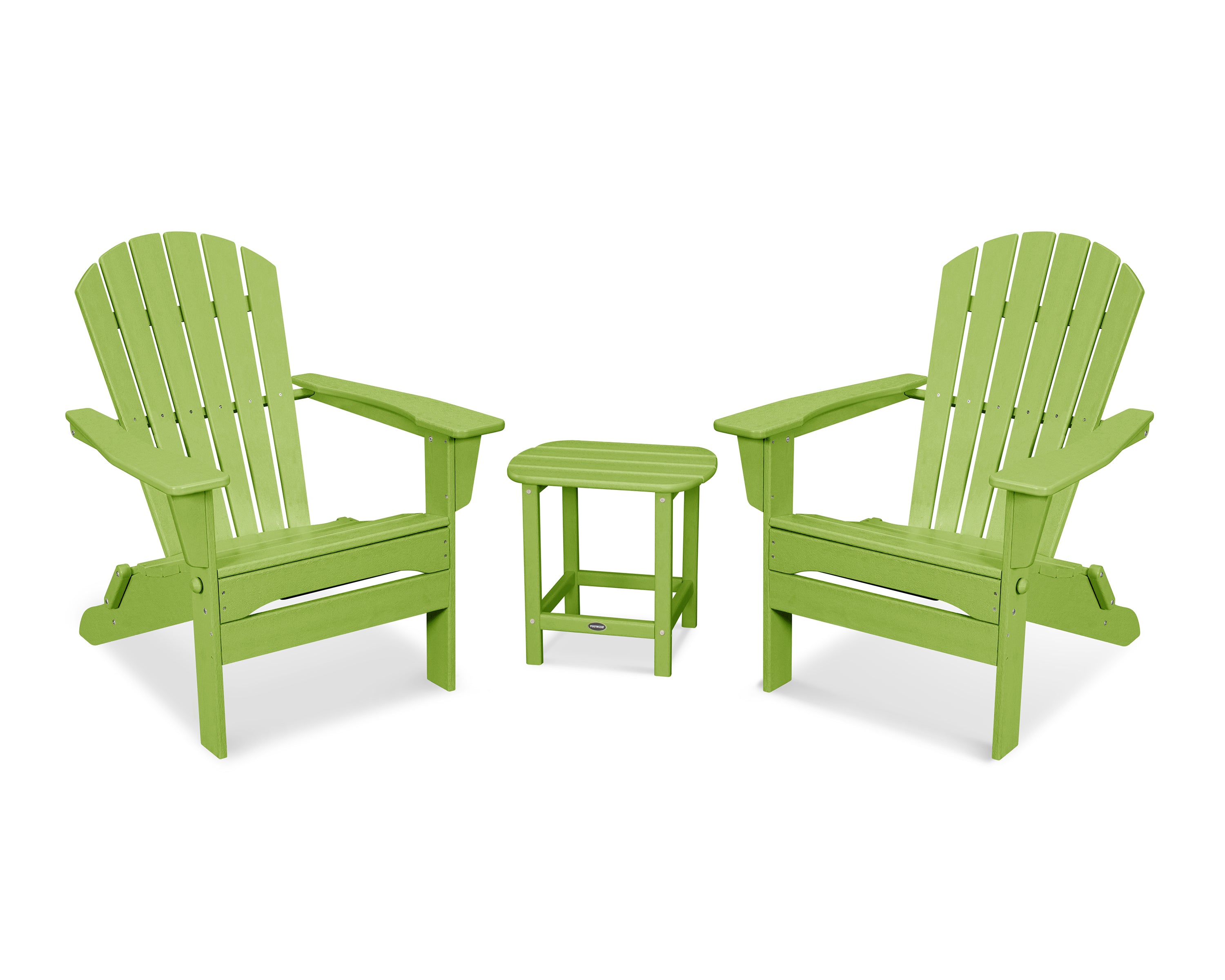 POLYWOOD South Beach 3-Piece Folding Adirondack Set in Lime