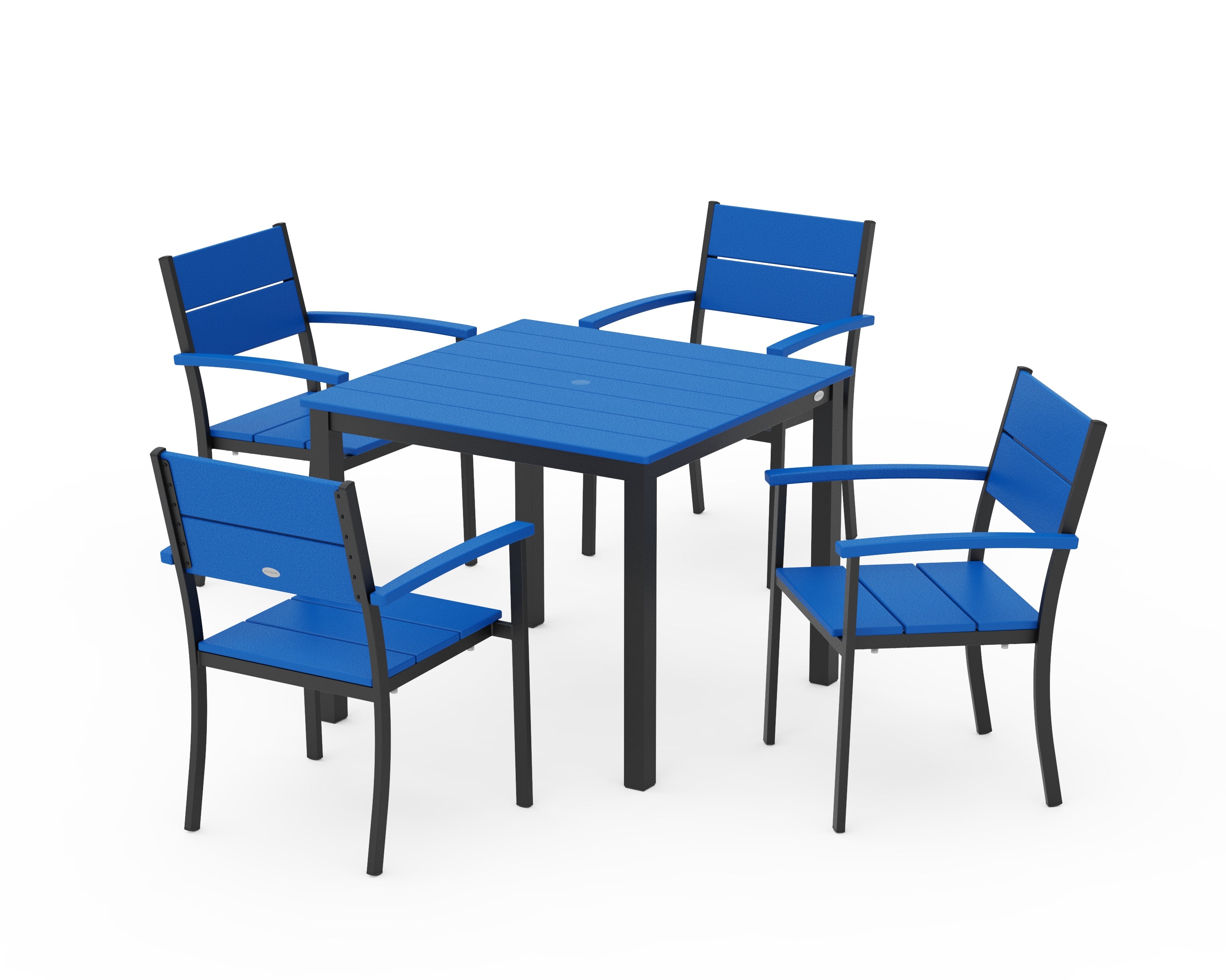 POLYWOOD Main Street 5-Piece Dining Set in Black / Pacific Blue