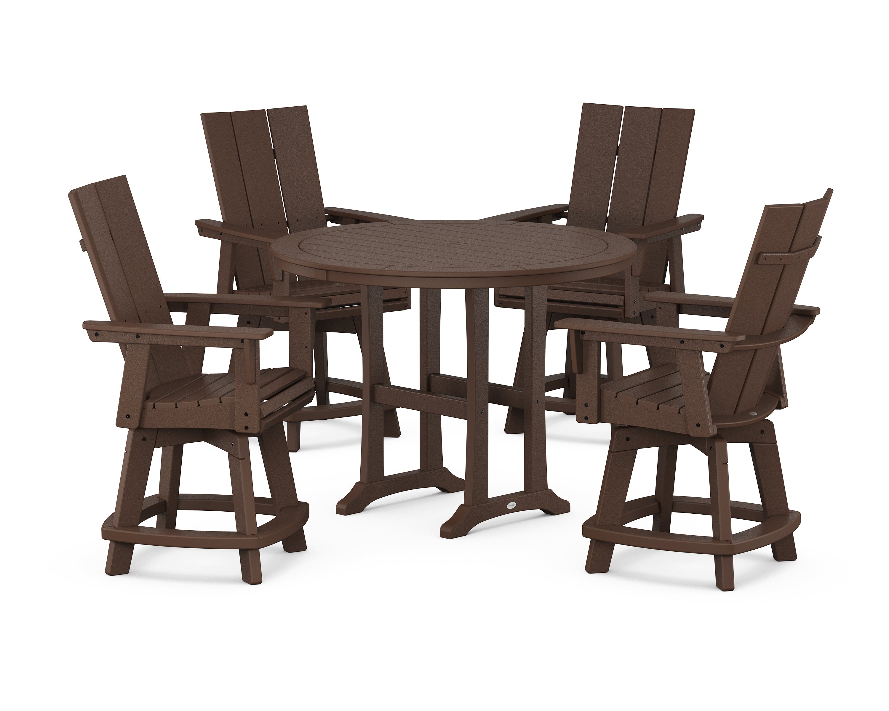 POLYWOOD® 5-Piece Modern Swivel Counter Set in Mahogany