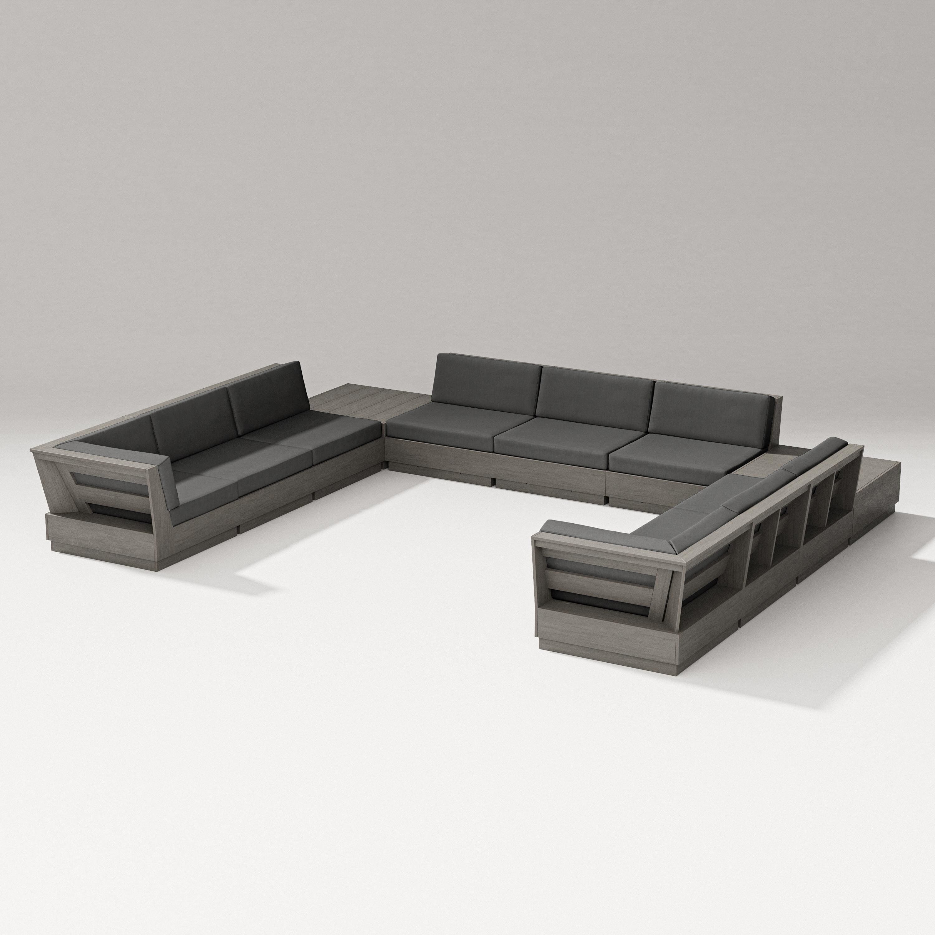PW Designer Series Elevate 11-Piece U-Shaped Sofa Sectional in Driftwood / Spectrum Carbon