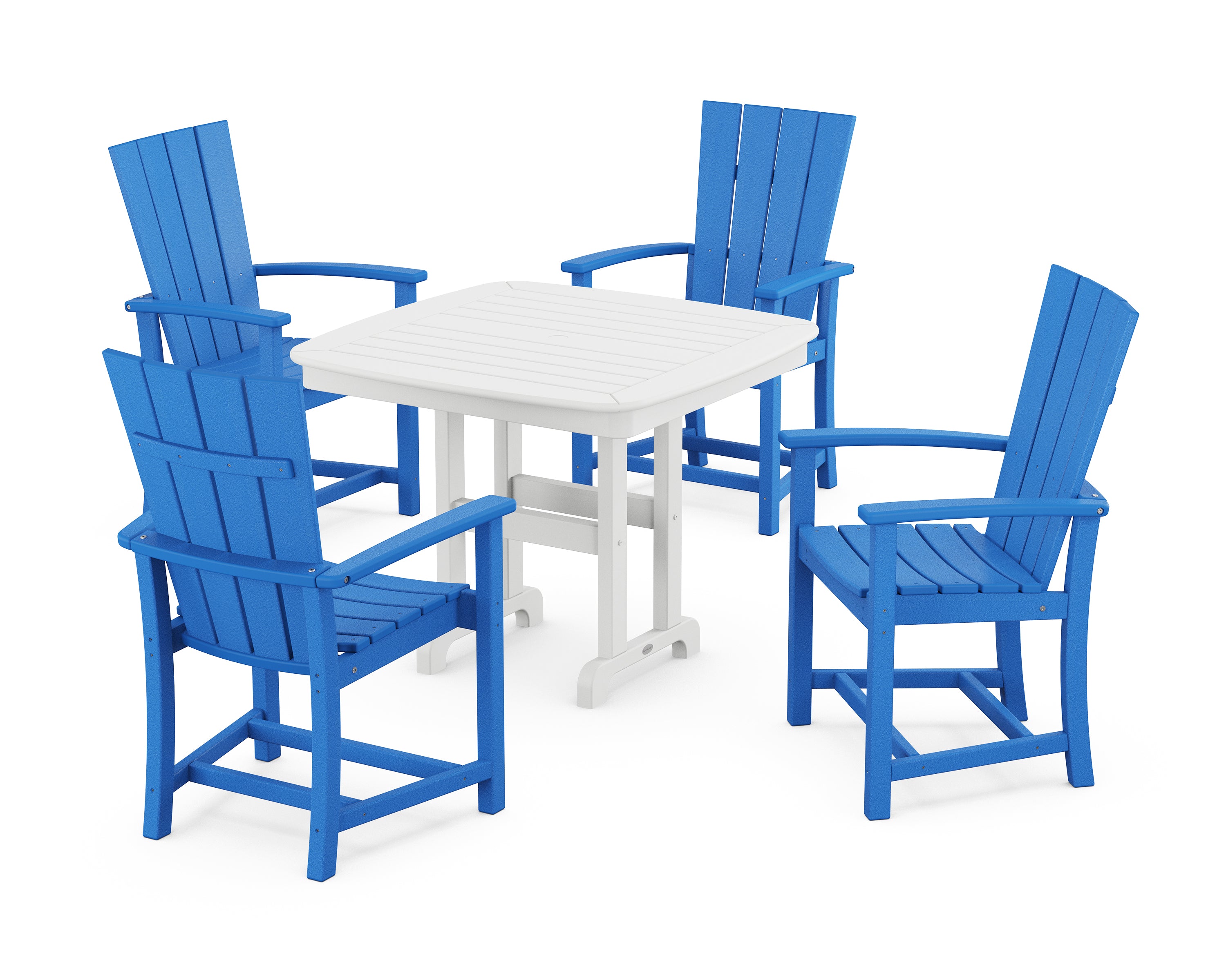 POLYWOOD Quattro 5-Piece Dining Set in Pacific Blue / White
