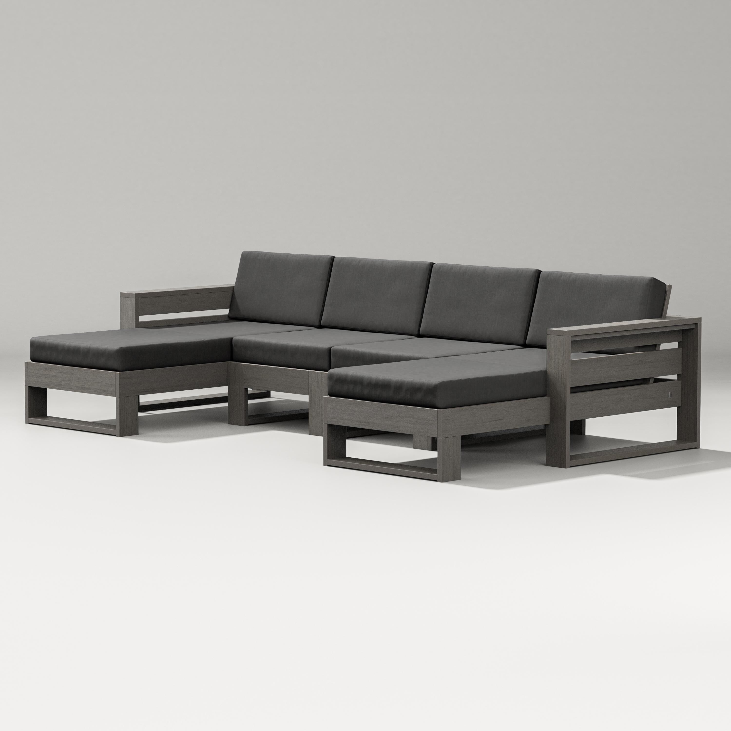 PW Designer Series Latitude Double Chaise Sectional in Driftwood / Spectrum Carbon