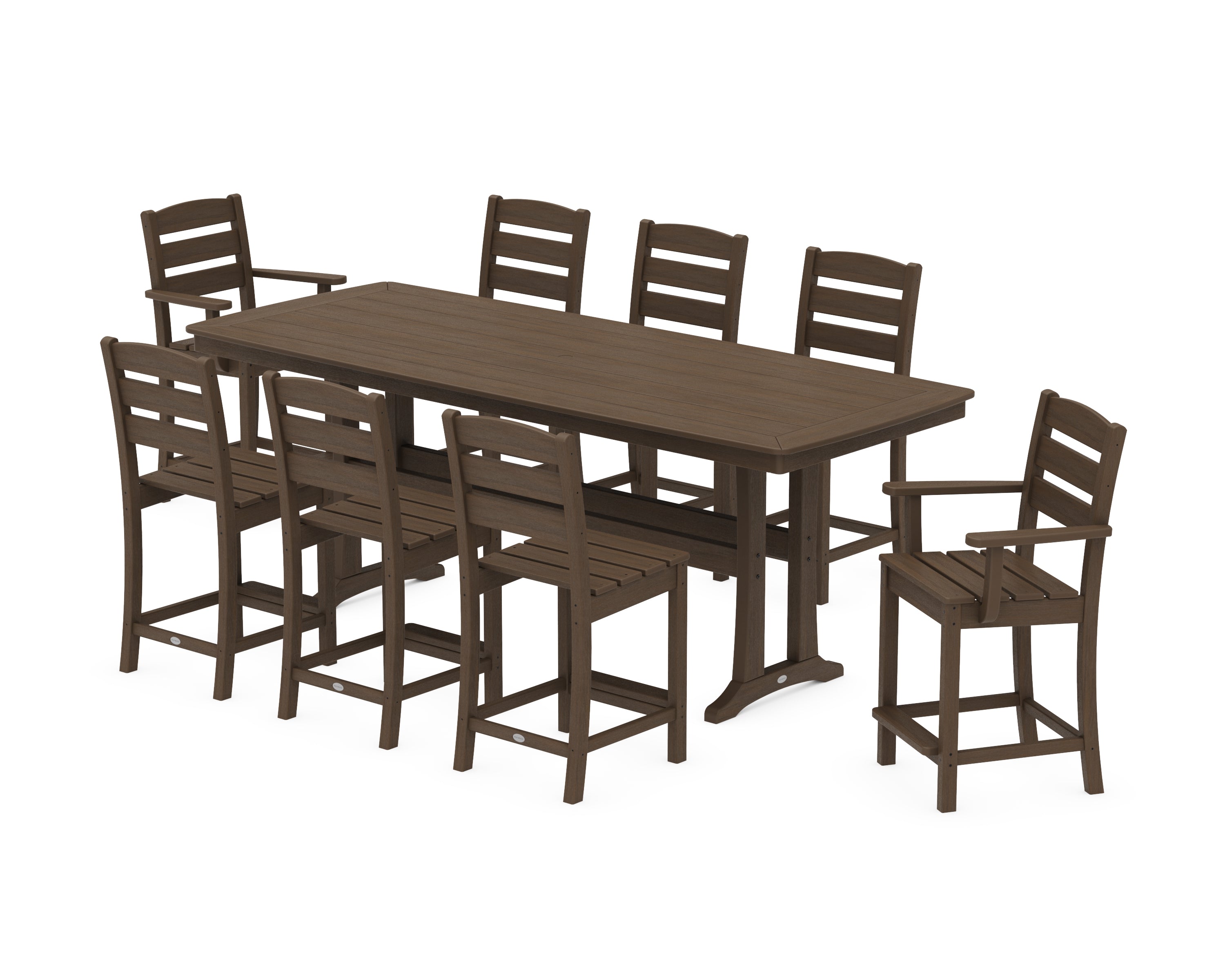 POLYWOOD Lakeside 9-Piece Counter Set with Trestle Legs in Kona