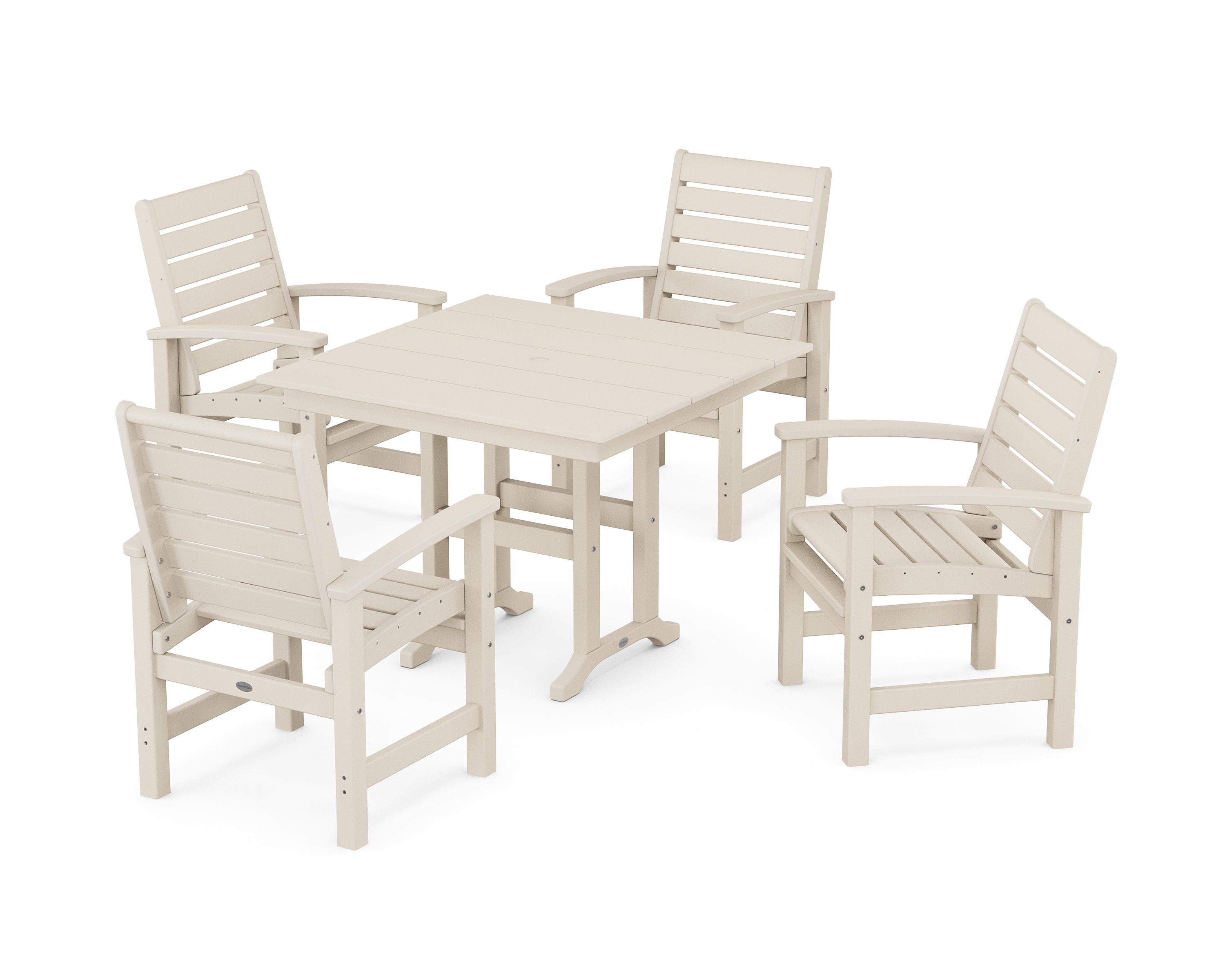 POLYWOOD Signature 5-Piece Farmhouse Dining Set in Sand