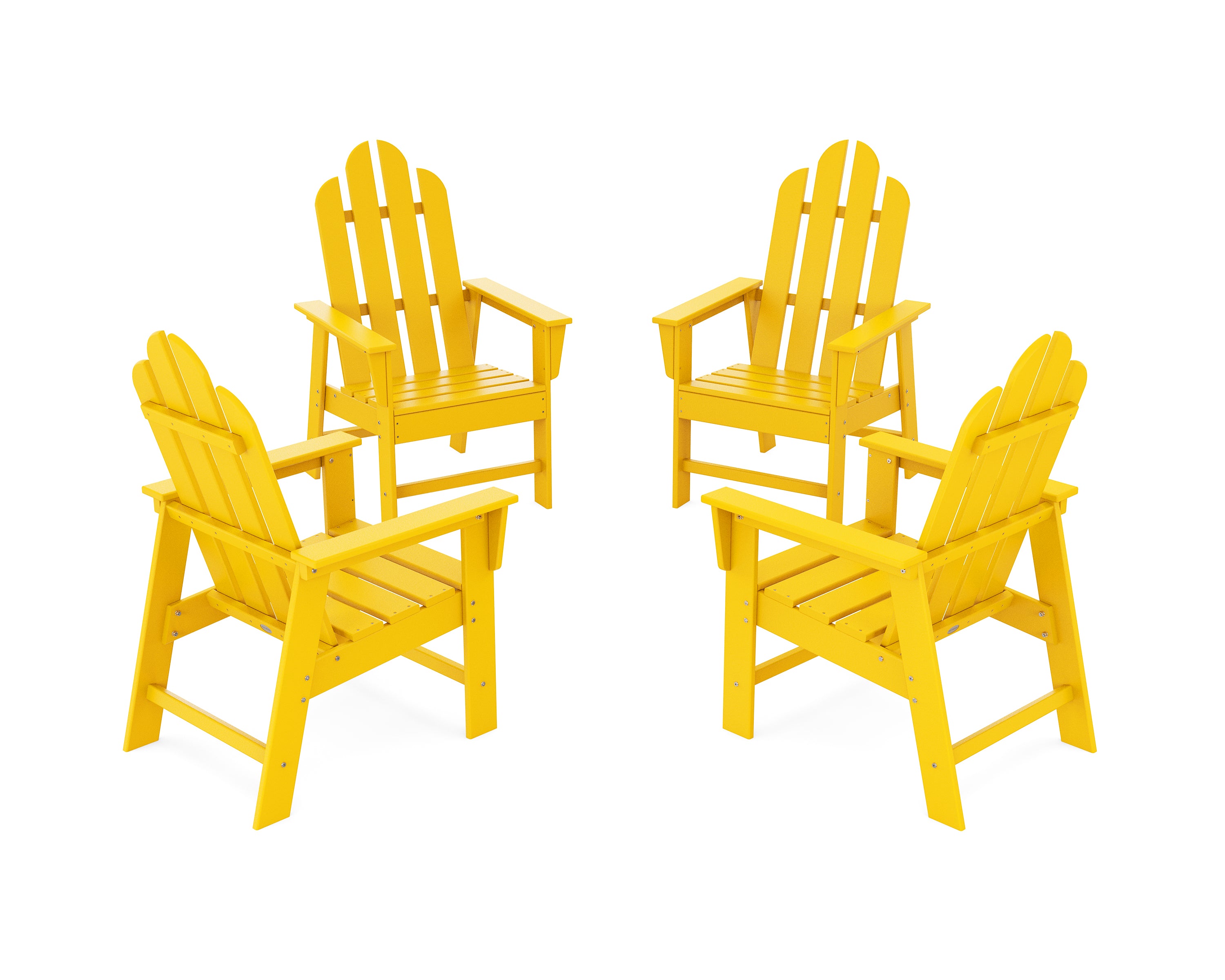 POLYWOOD Long Island 4-Piece Upright Adirondack Conversation Set in Lemon