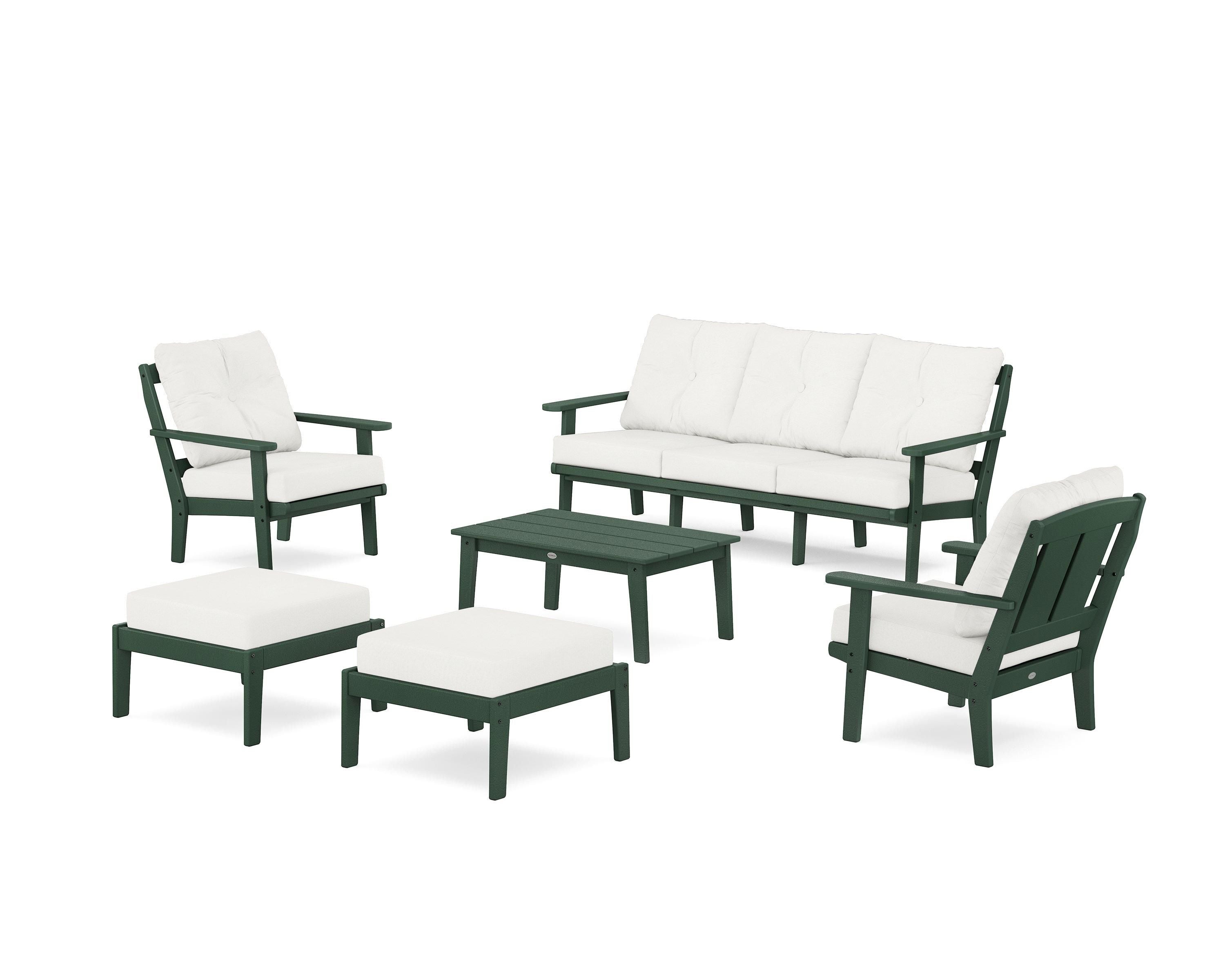 POLYWOOD Mission 6-Piece Lounge Sofa Set in Green / Natural Linen