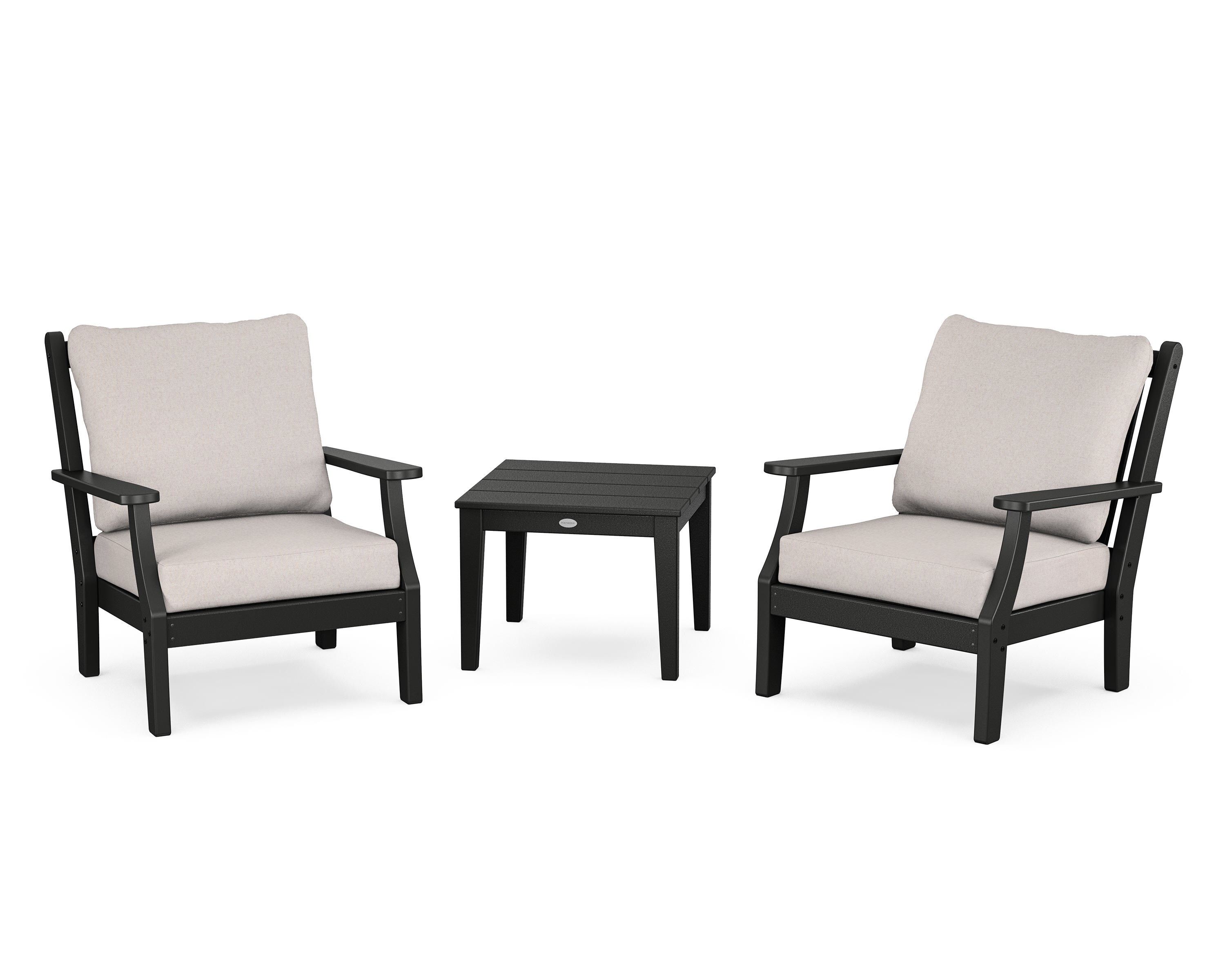 Country Living Wovendale 3-Piece Deep Seating Set in Black / Dune Burlap