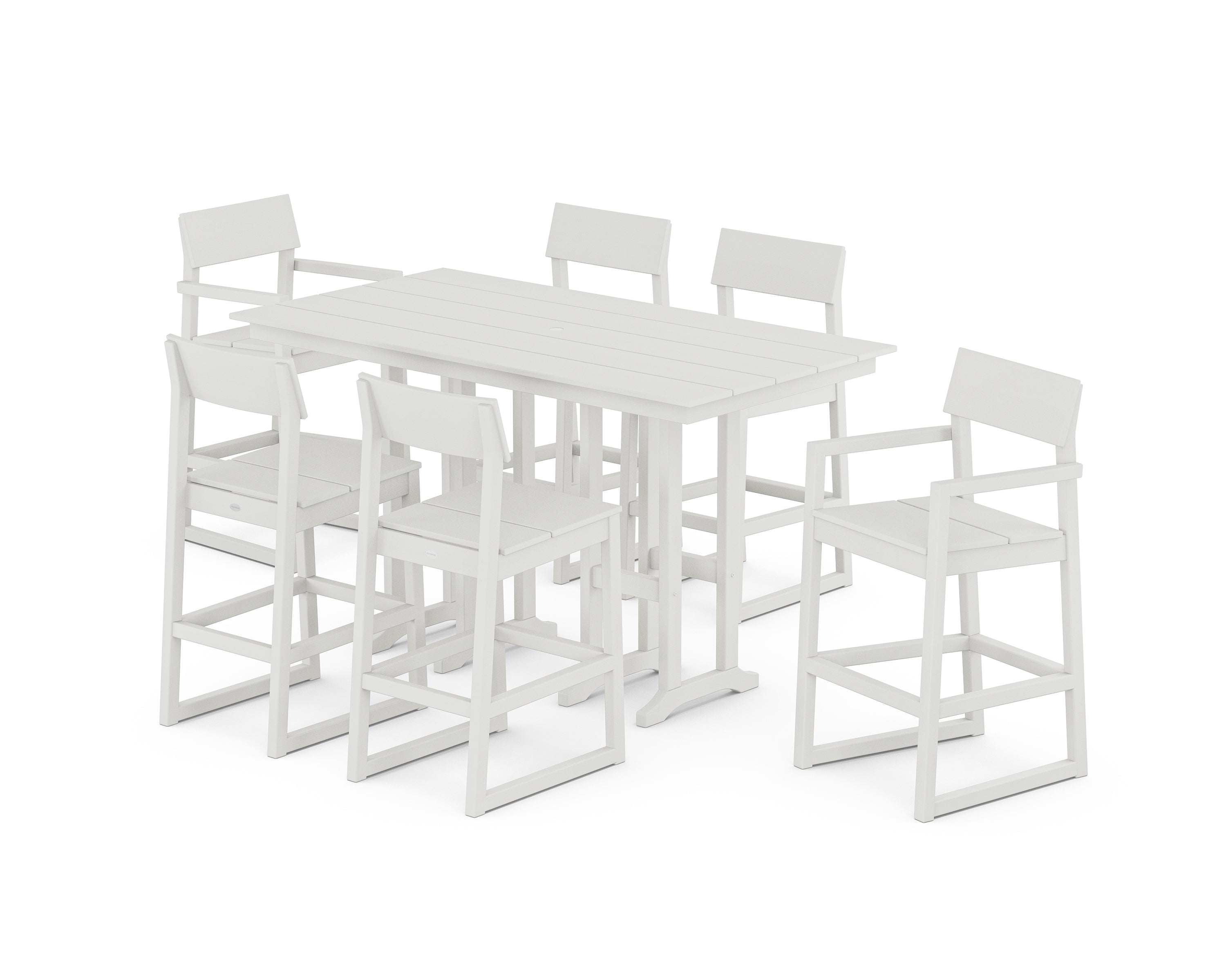 POLYWOOD EDGE 7-Piece Farmhouse Bar Set in Vintage White