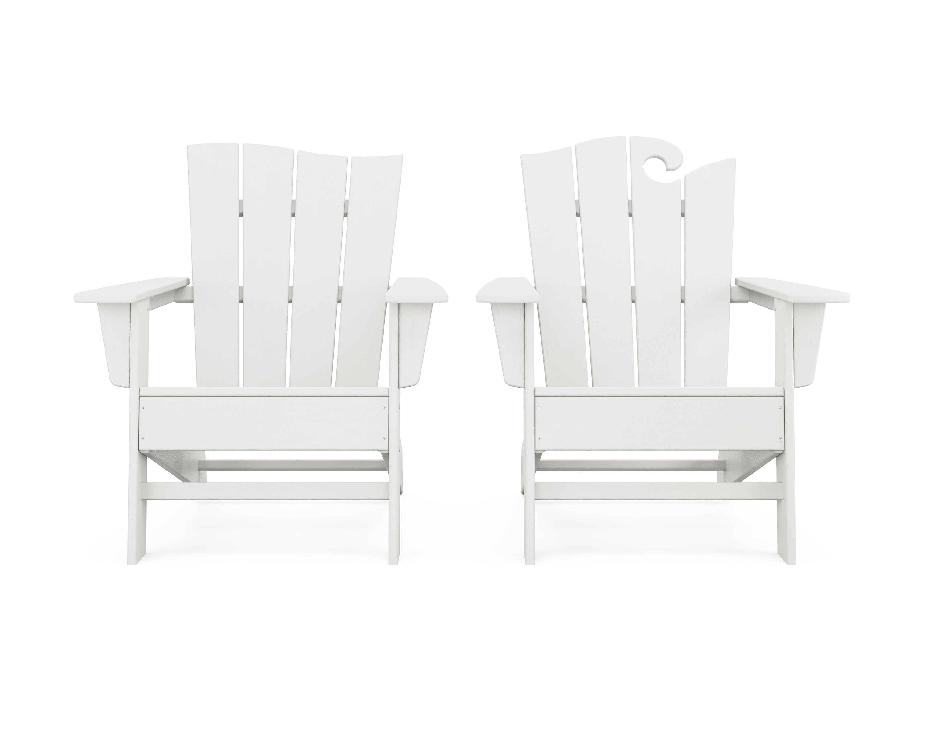 POLYWOOD Wave 2-Piece Adirondack Set with The Wave Chair Left in Vintage White