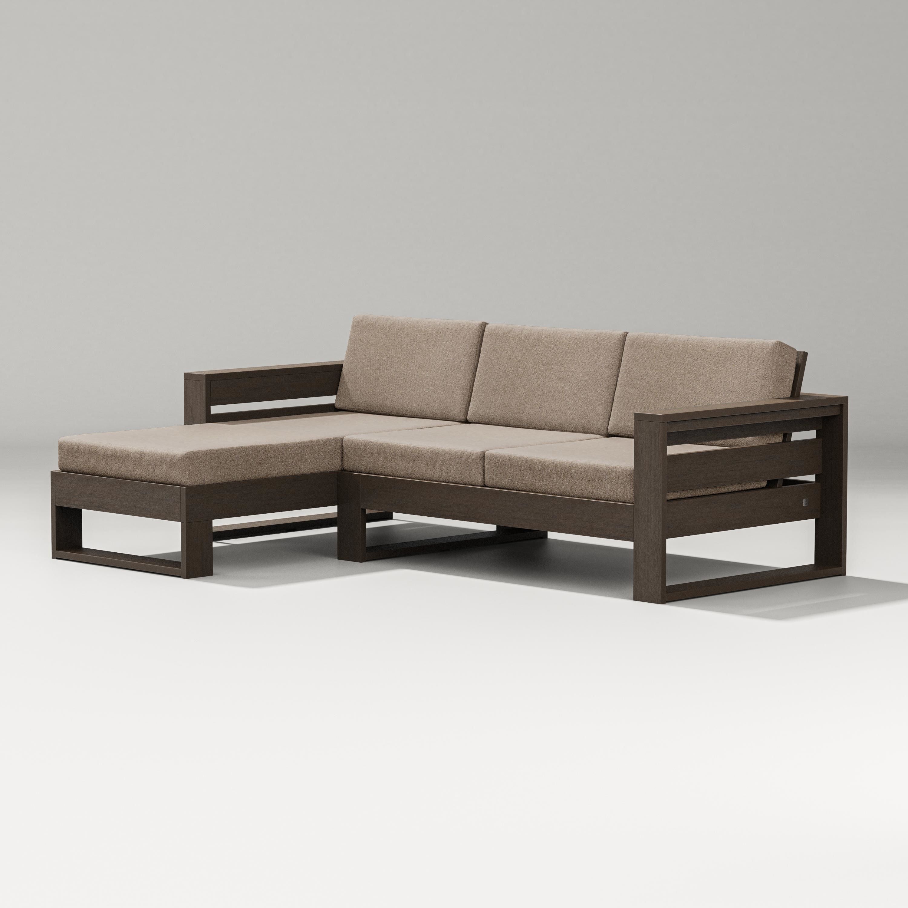 PW Designer Series Latitude Left Chaise Sectional in Kona / Spiced Burlap