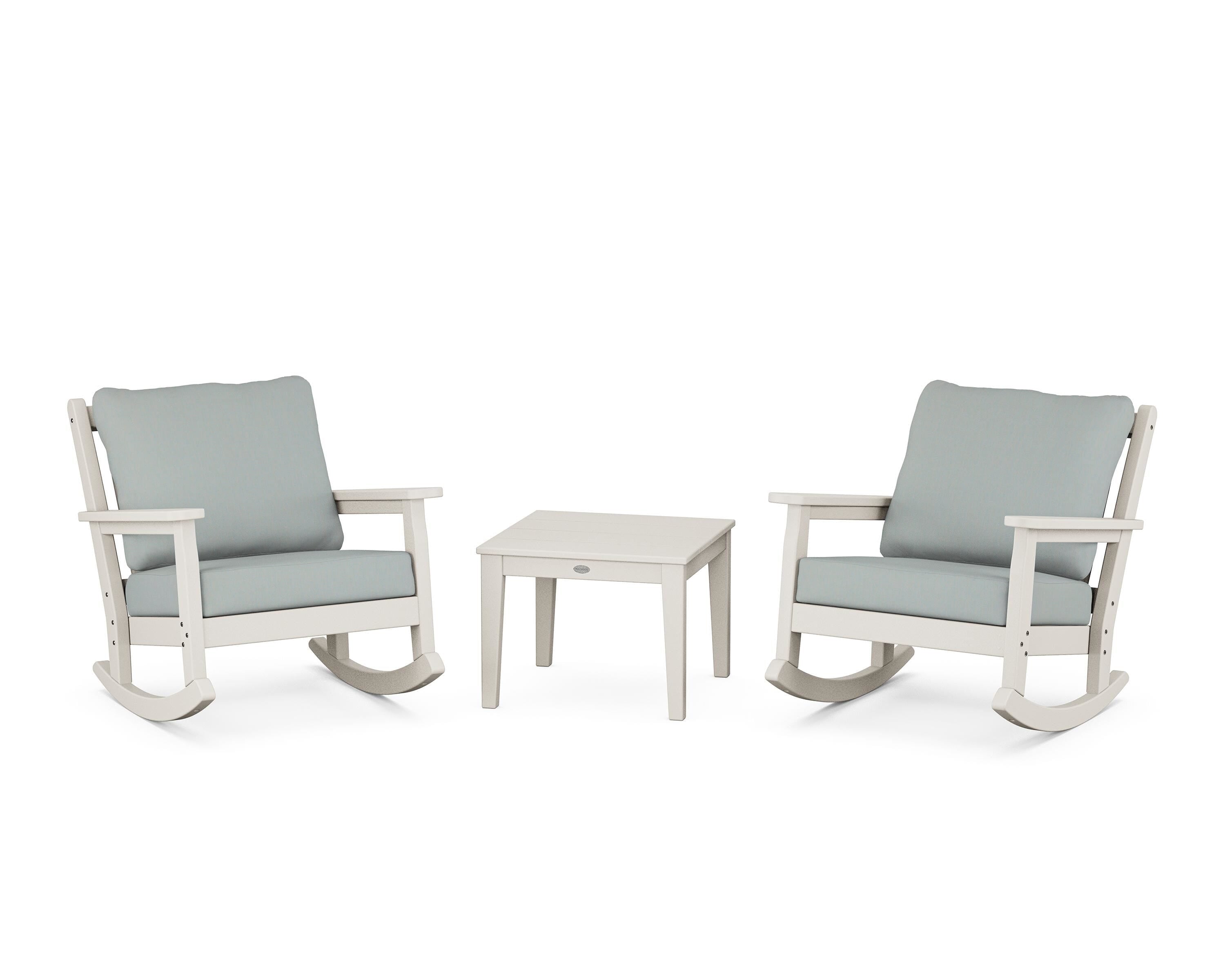 POLYWOOD Chippendale 3-Piece Deep Seating Rocker Set in Sand / Spa