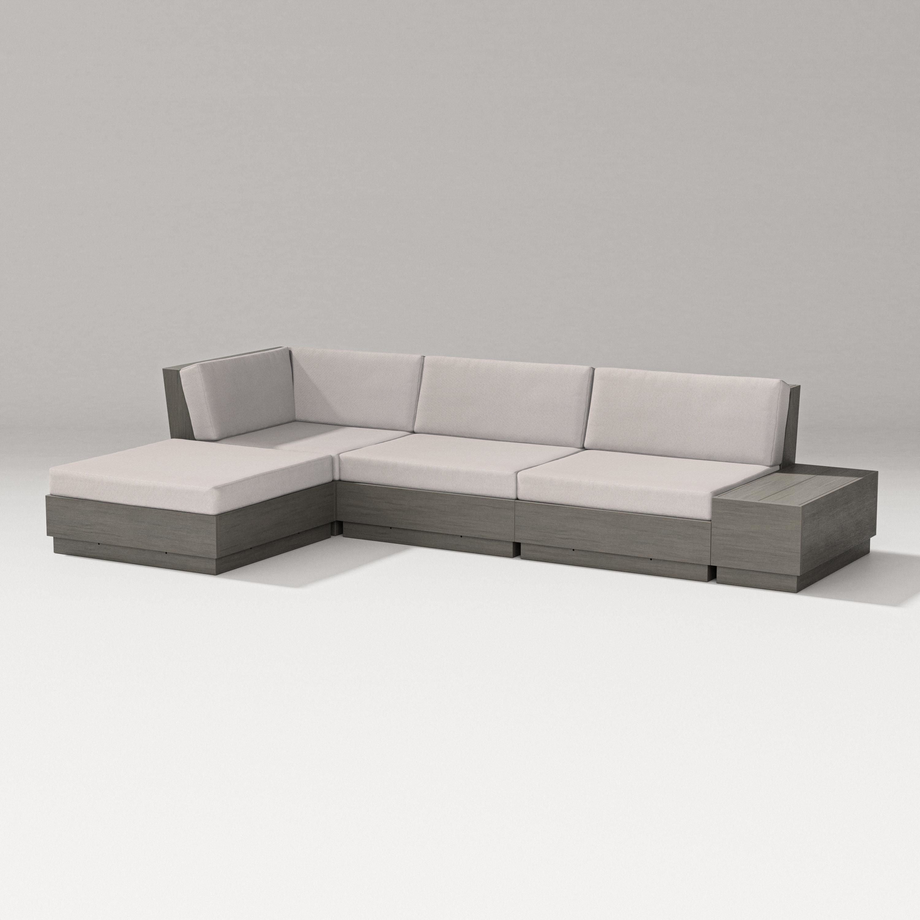 PW Designer Series Elevate Chaise Sectional in Driftwood / Dune Burlap
