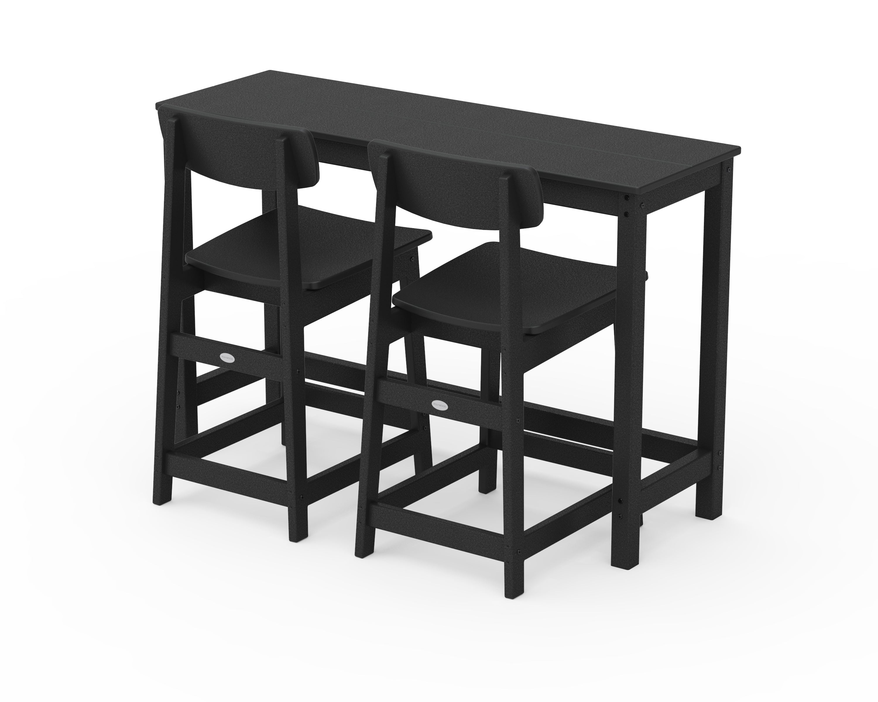 POLYWOOD Modern Studio Urban Counter Chair 3-Piece Balcony Set in Black