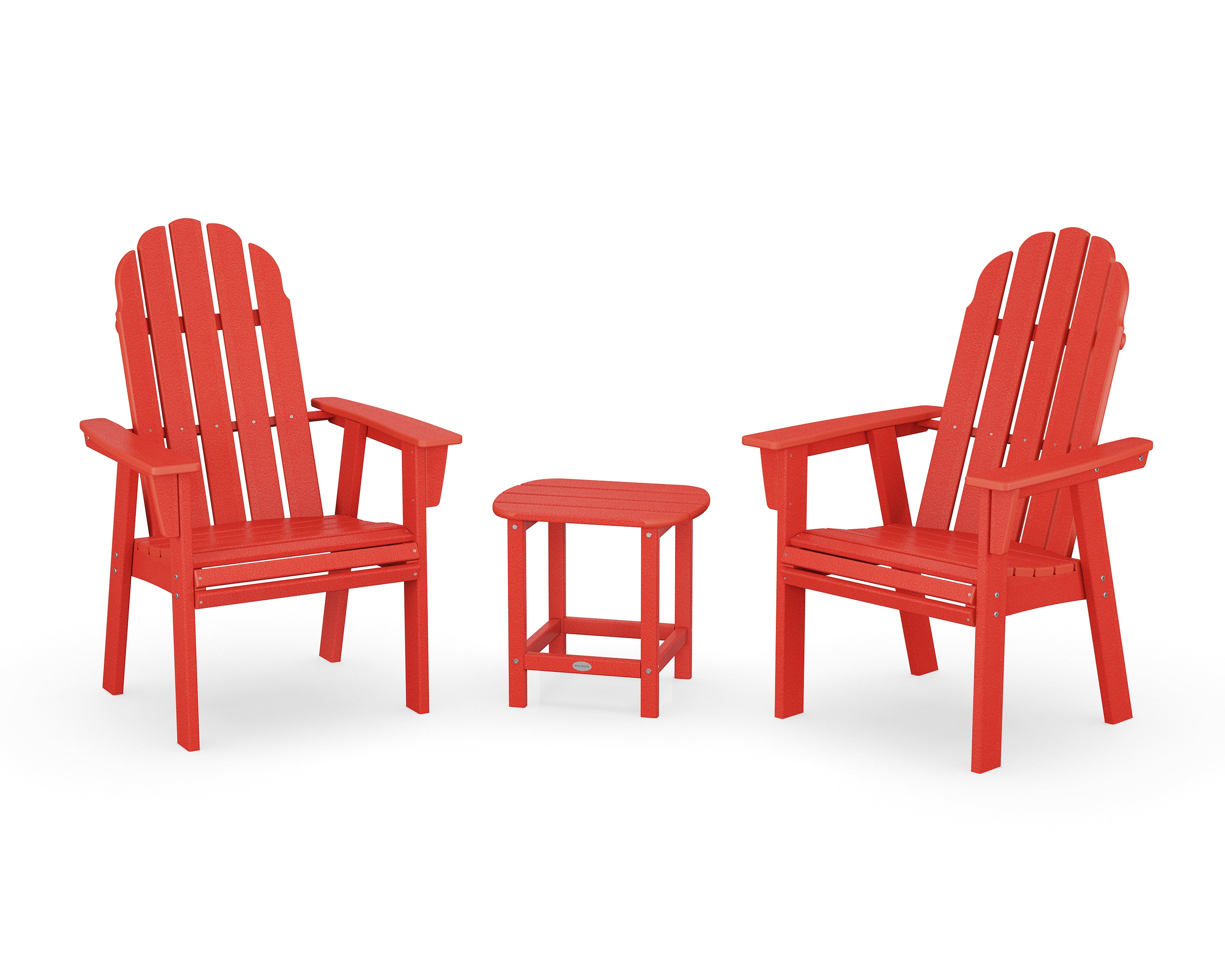 POLYWOOD Vineyard 3-Piece Curveback Upright Adirondack Chair Set in Sunset Red