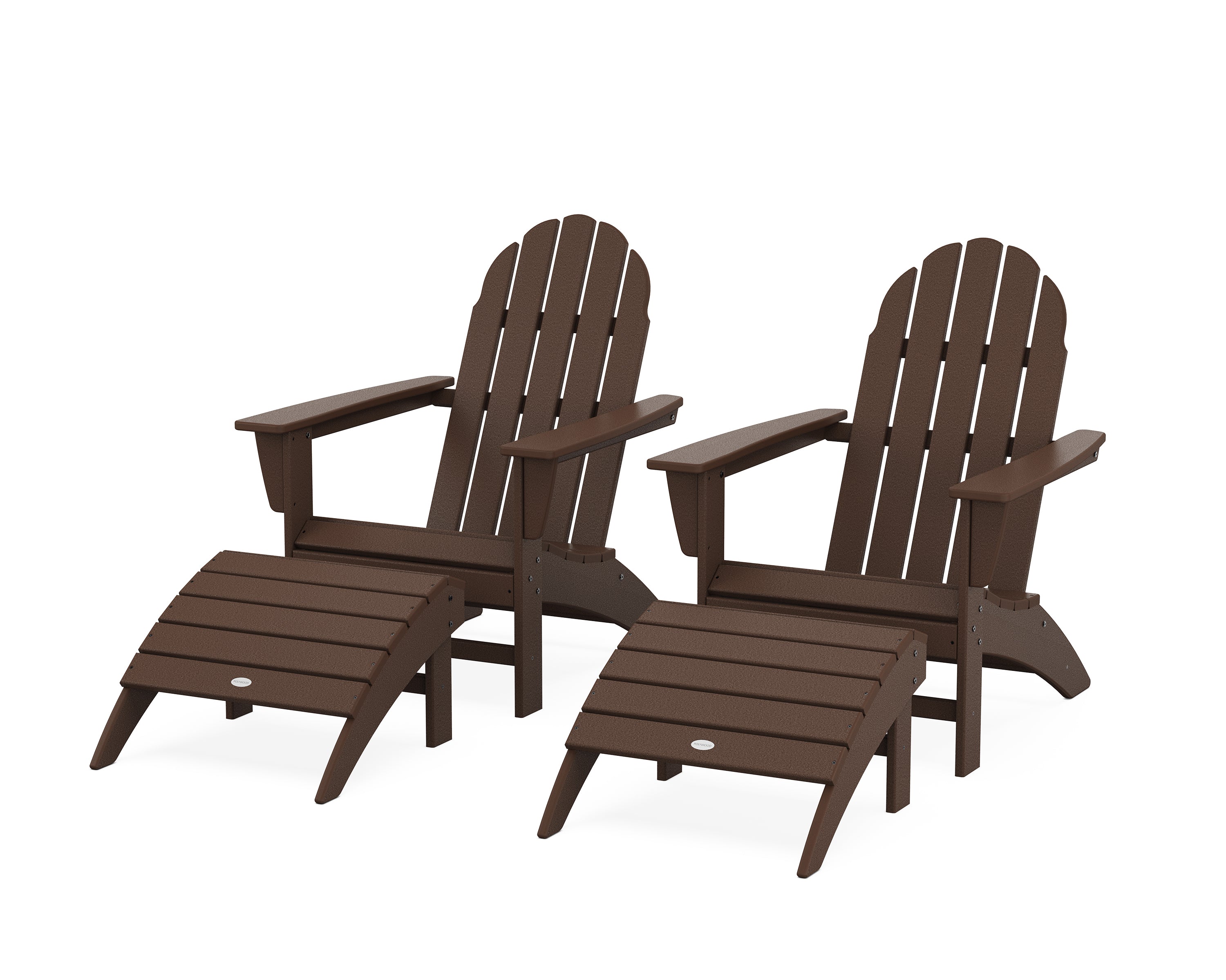 POLYWOOD Vineyard Adirondack Chair 4-Piece Set with Ottomans in Mahogany