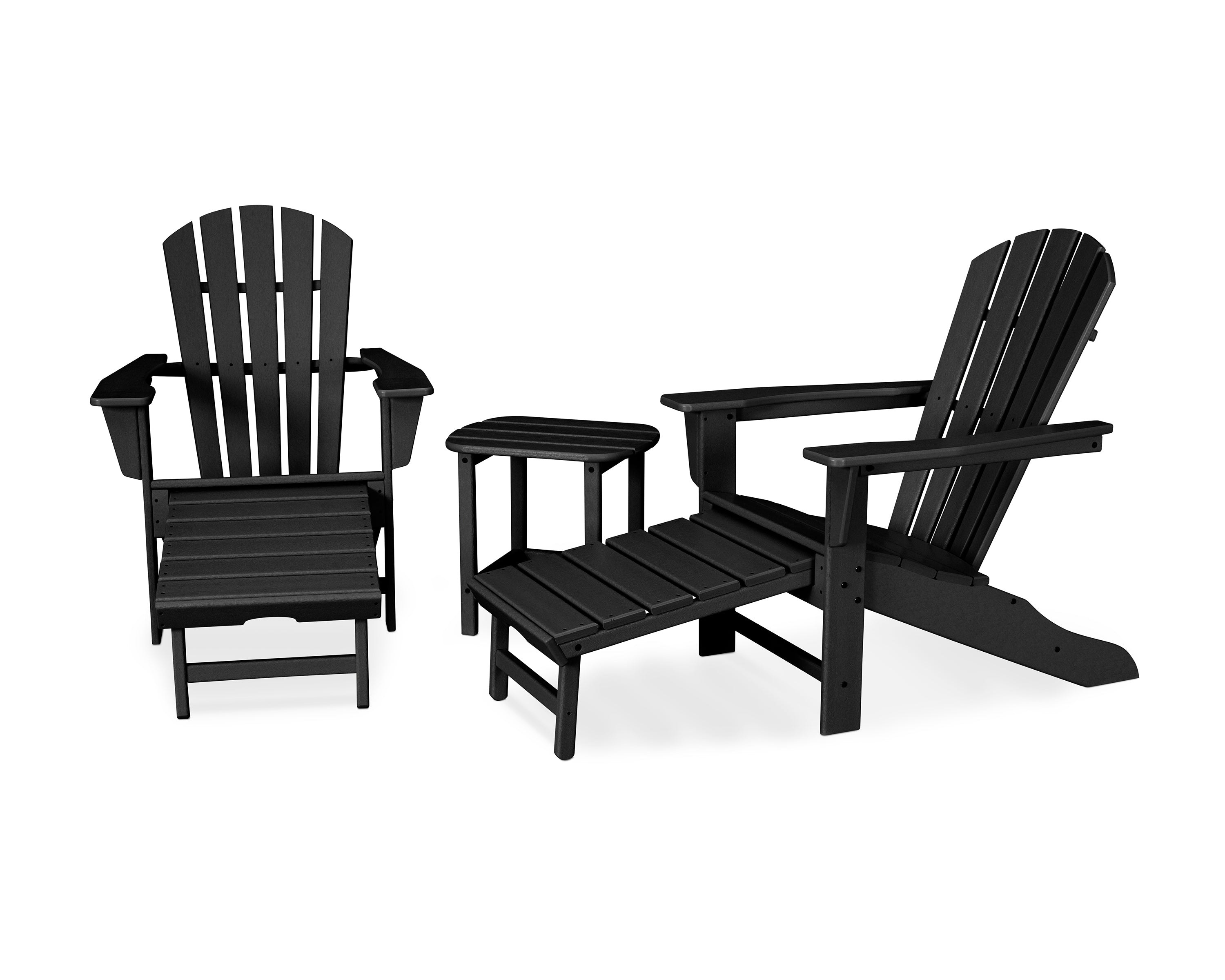 POLYWOOD Palm Coast Ultimate Adirondack 3-Piece Set in Black
