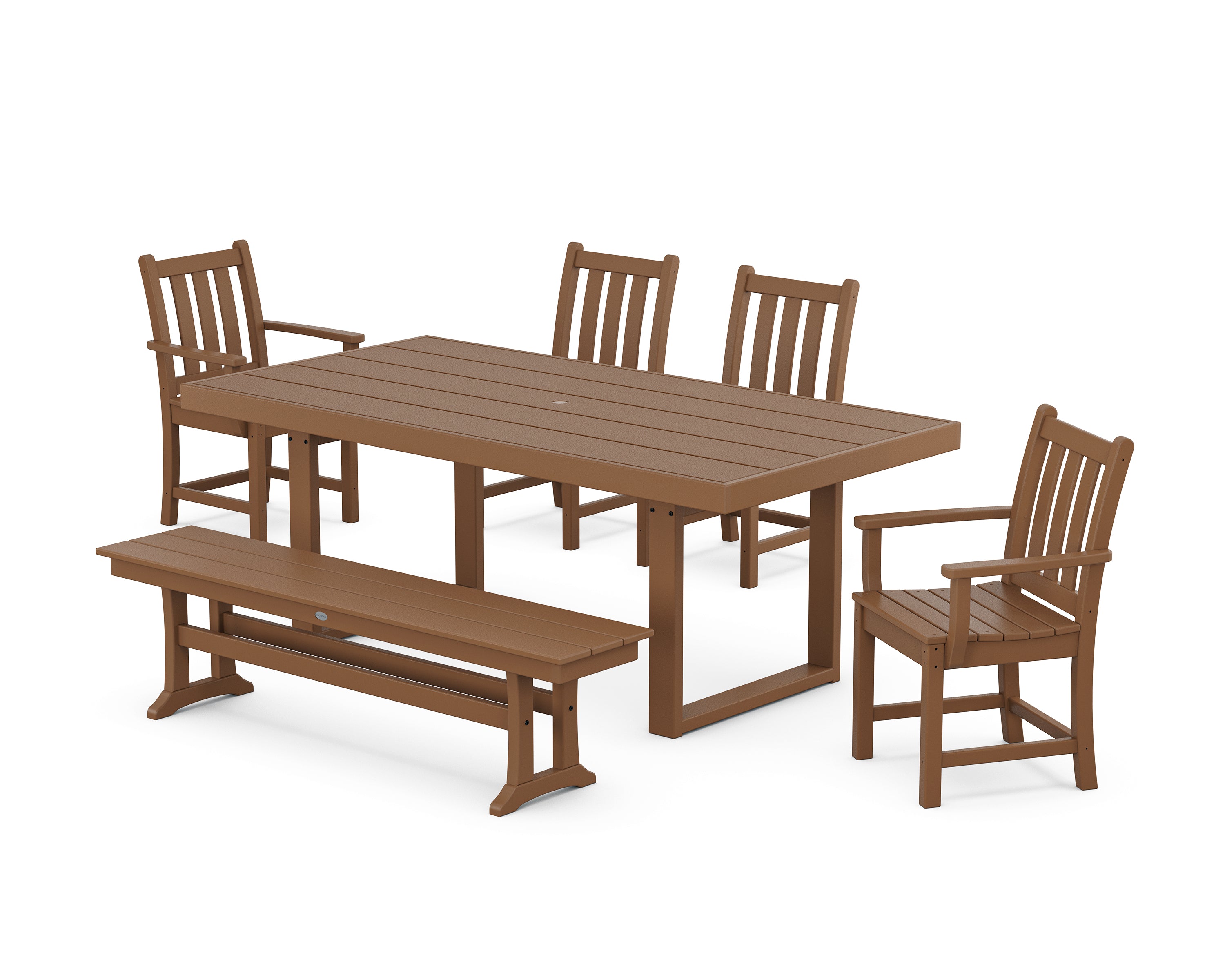 POLYWOOD Traditional Garden 6-Piece Dining Set in Teak