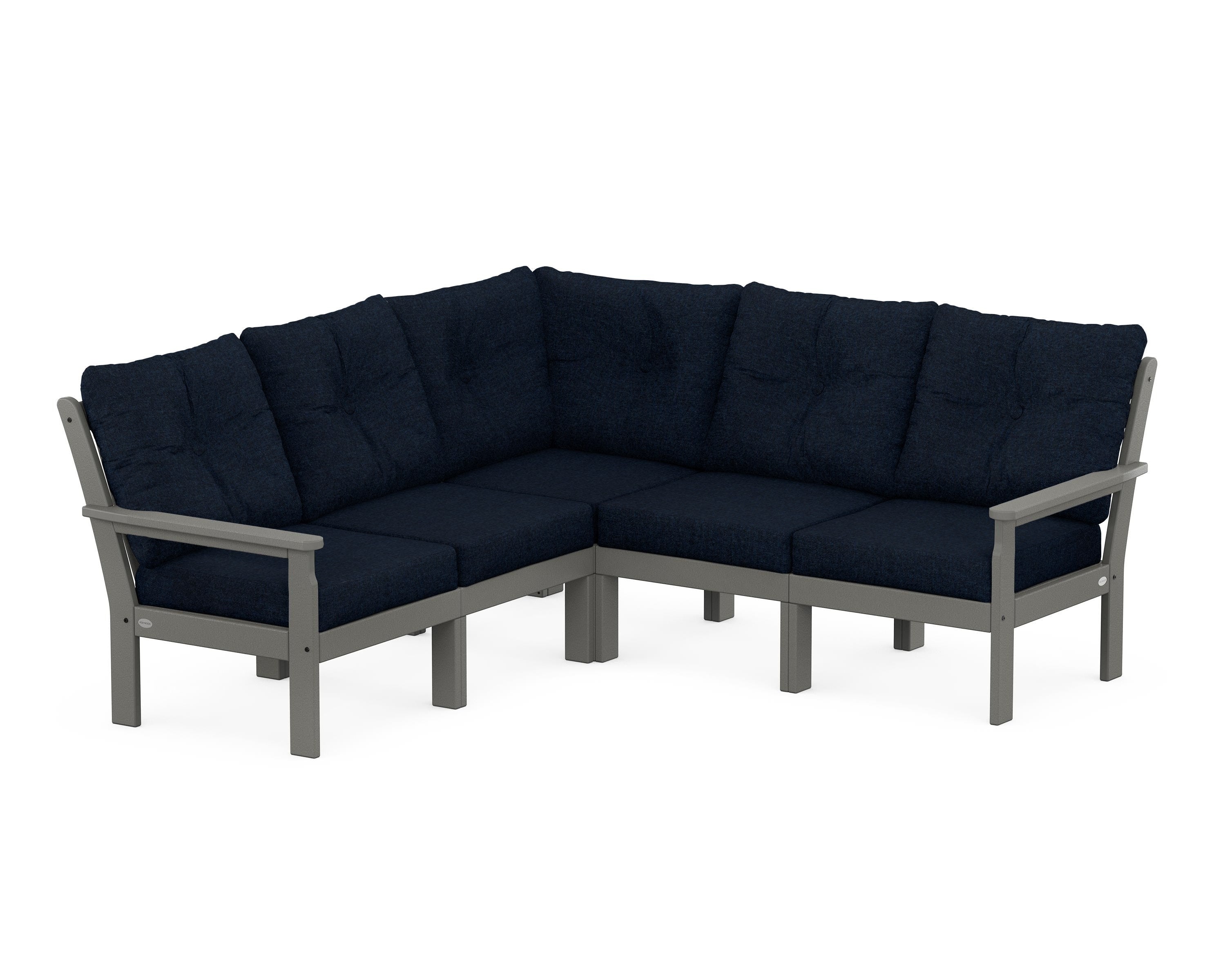 POLYWOOD Vineyard 5-Piece Sectional in Slate Grey / Marine Indigo
