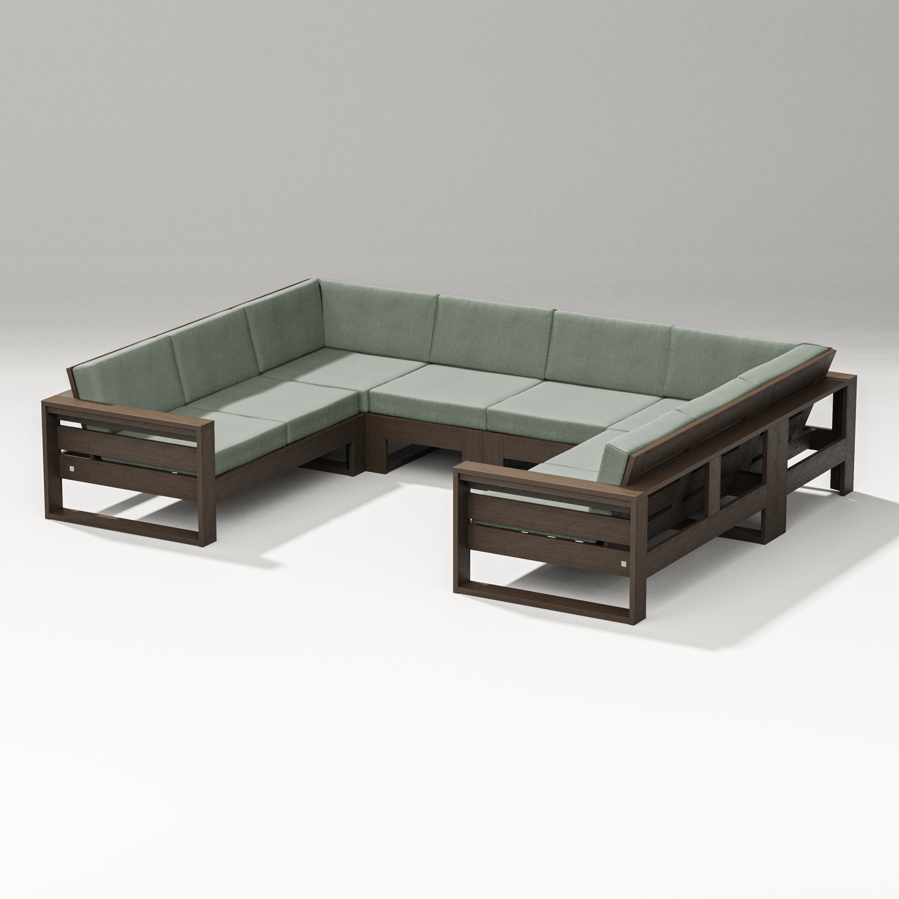 PW Designer Series Latitude U-Shaped Sectional in Kona / Cast Sage