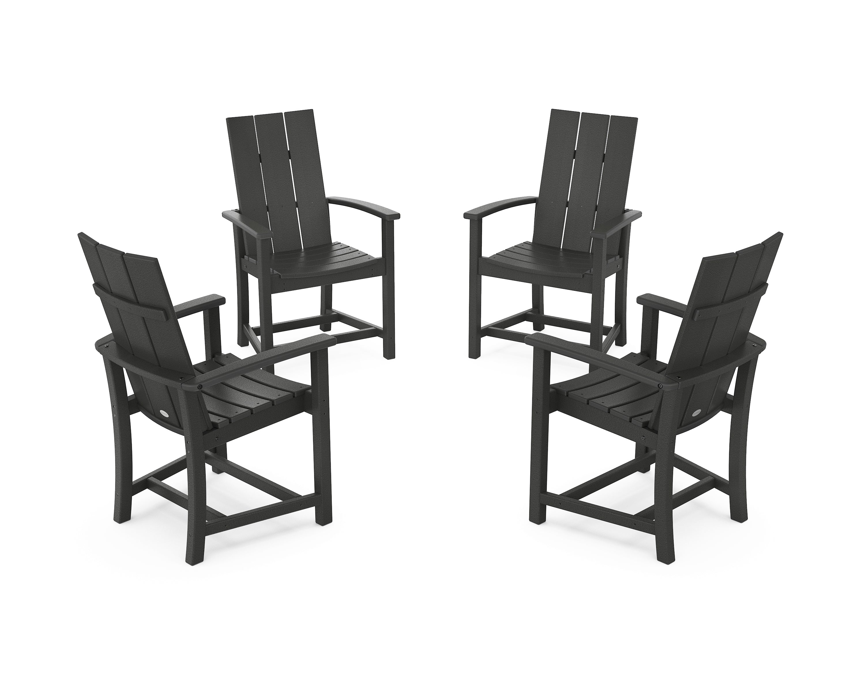 POLYWOOD Modern 4-Piece Upright Adirondack Conversation Set in Black