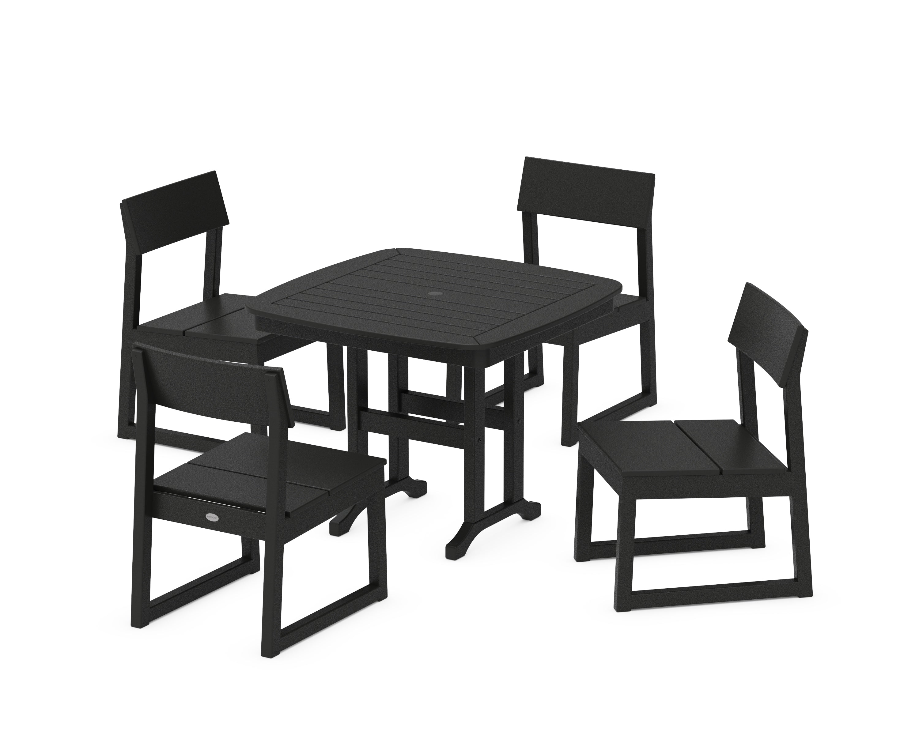 POLYWOOD EDGE Side Chair 5-Piece Dining Set in Black