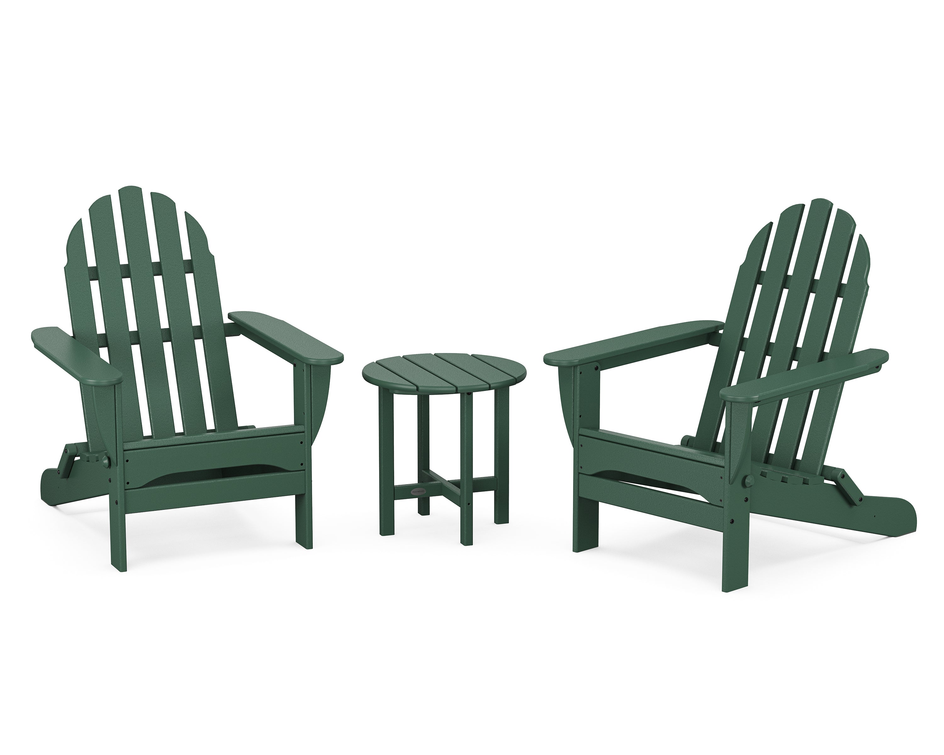 POLYWOOD Classic Folding Adirondack 3-Piece Set in Green
