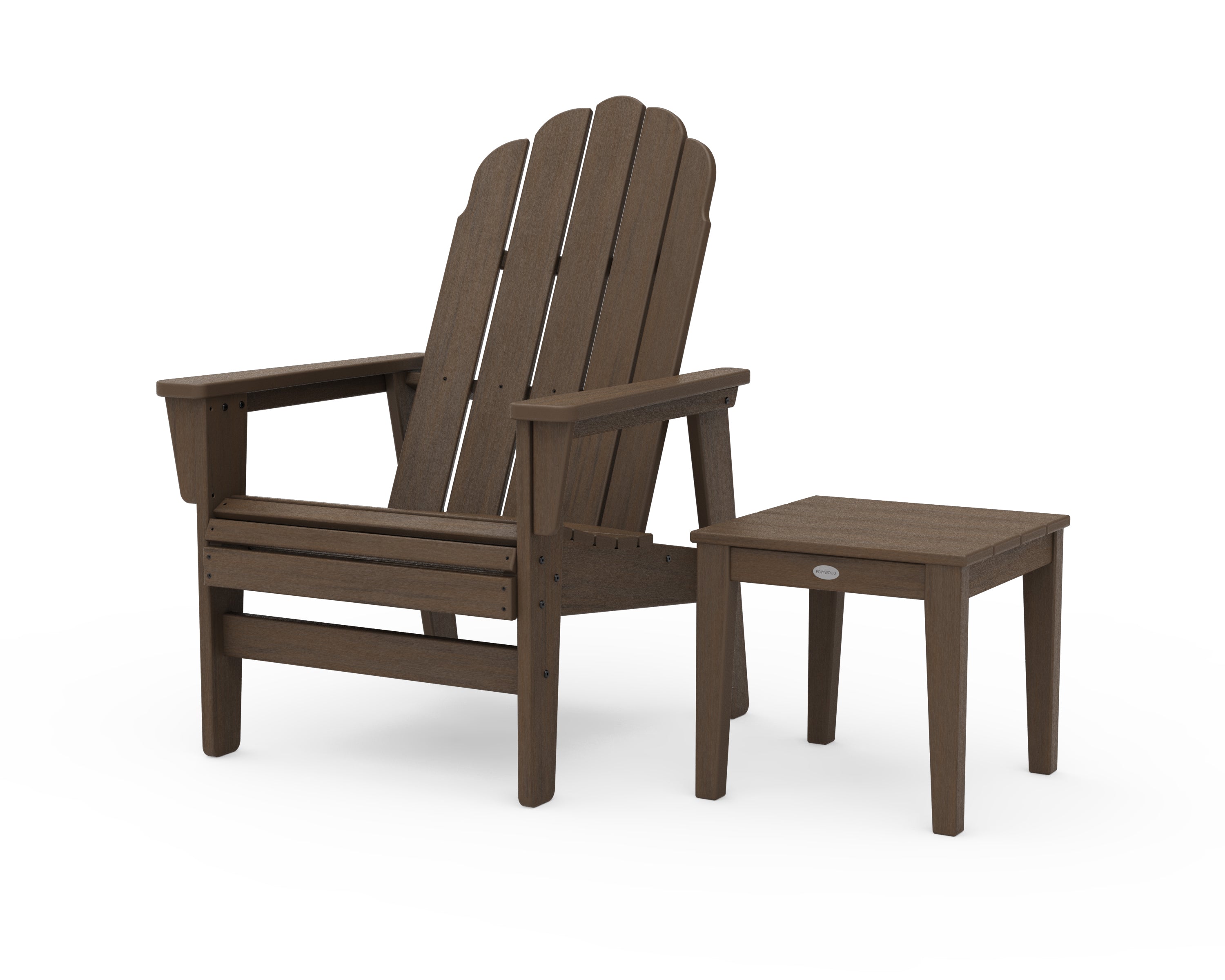 POLYWOOD Vineyard Grand Upright Adirondack Chair with Side Table in Kona