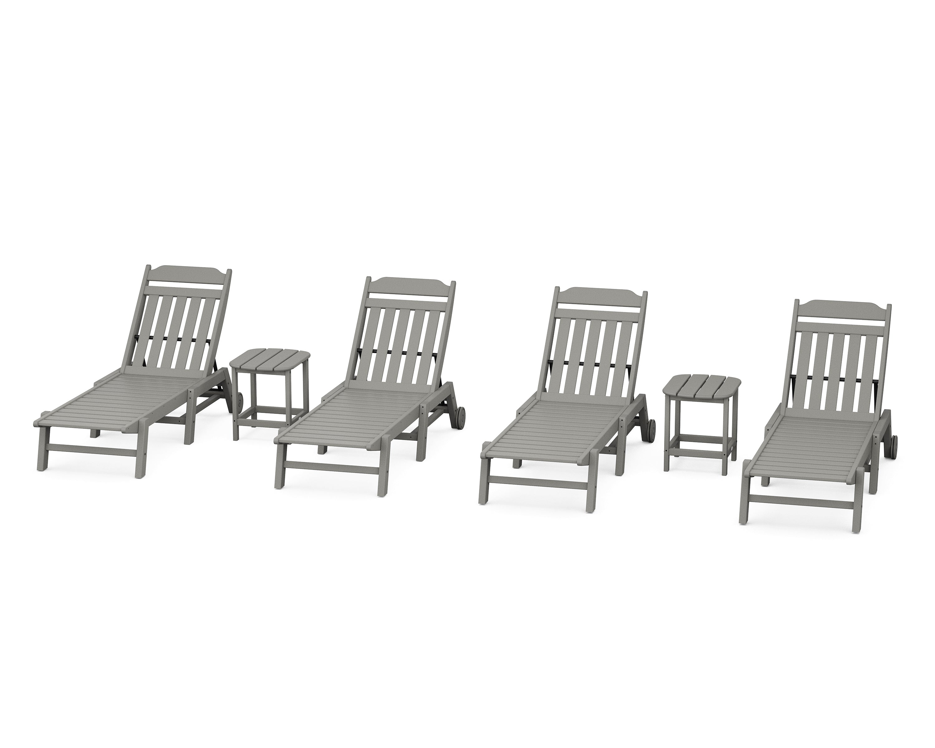 Country Living Cottage 6-Piece Chaise Set with Wheels in Slate Grey