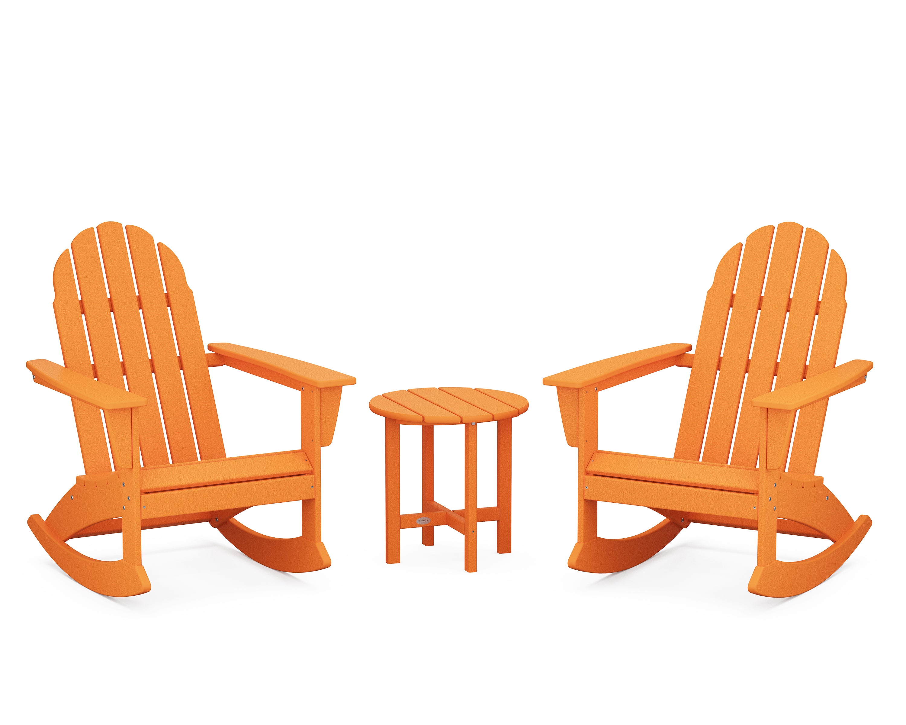POLYWOOD Vineyard 3-Piece Adirondack Rocking Chair Set in Tangerine