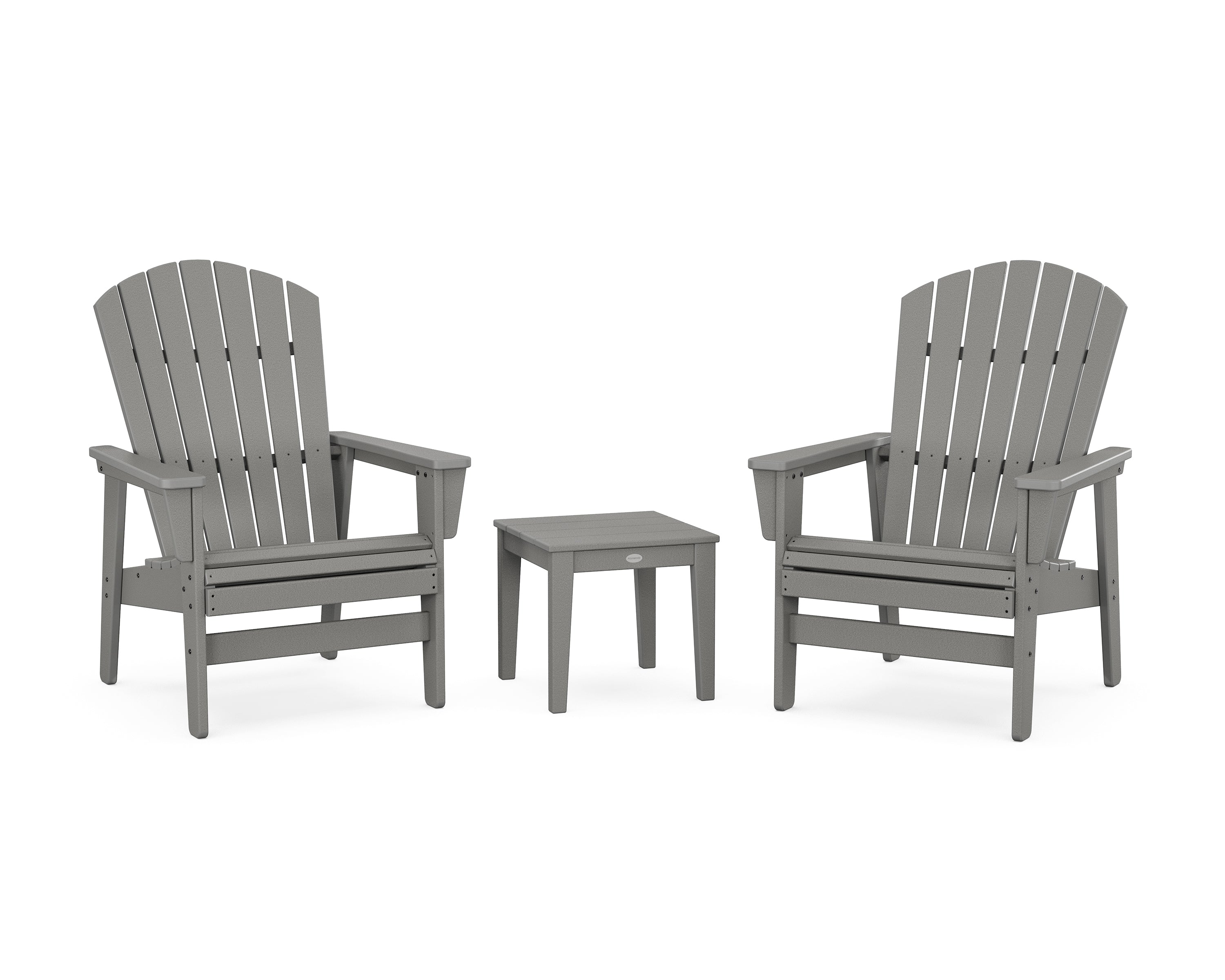 POLYWOOD® 3-Piece Nautical Grand Upright Adirondack Set in Slate Grey