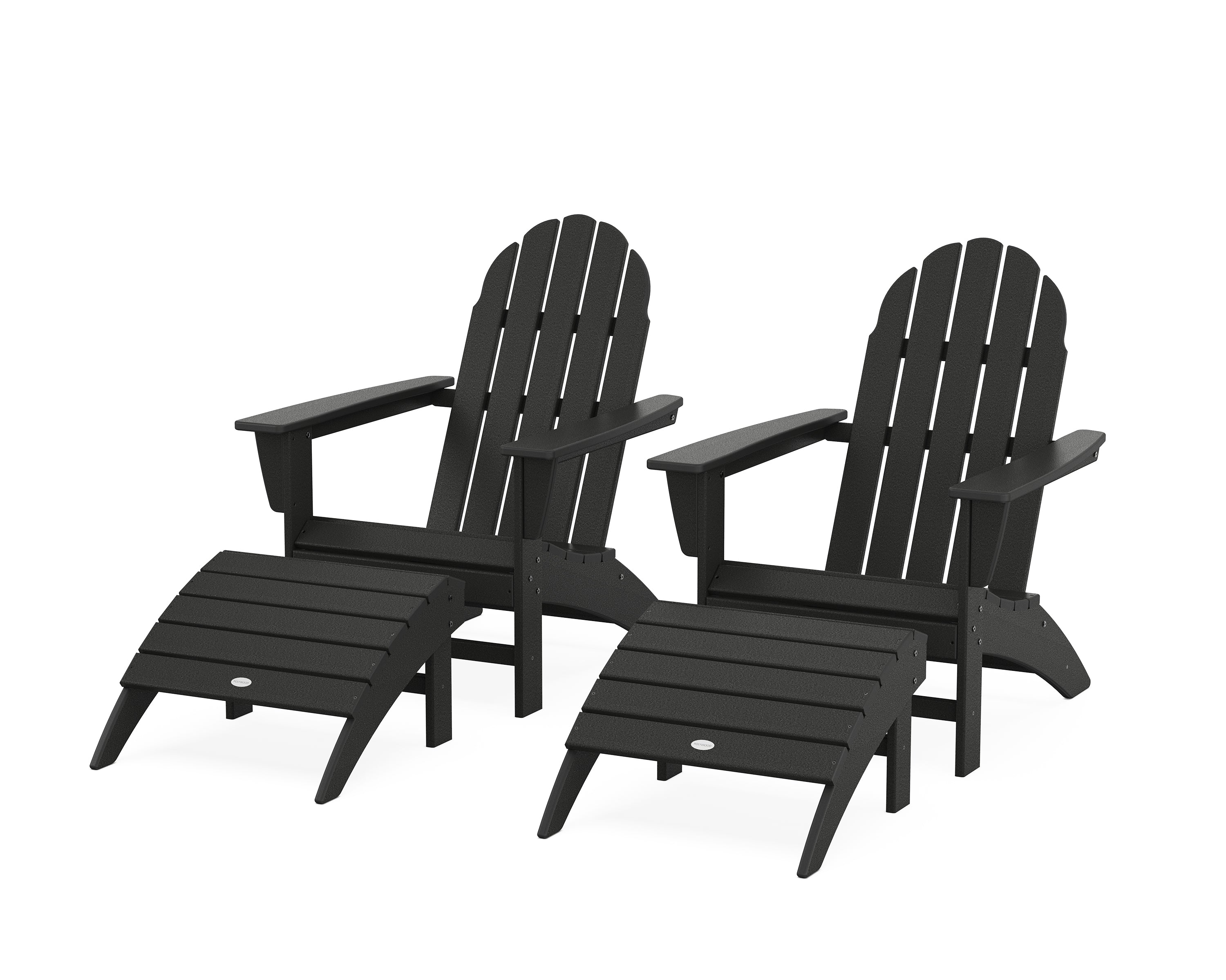 POLYWOOD Vineyard Adirondack Chair 4-Piece Set with Ottomans in Black