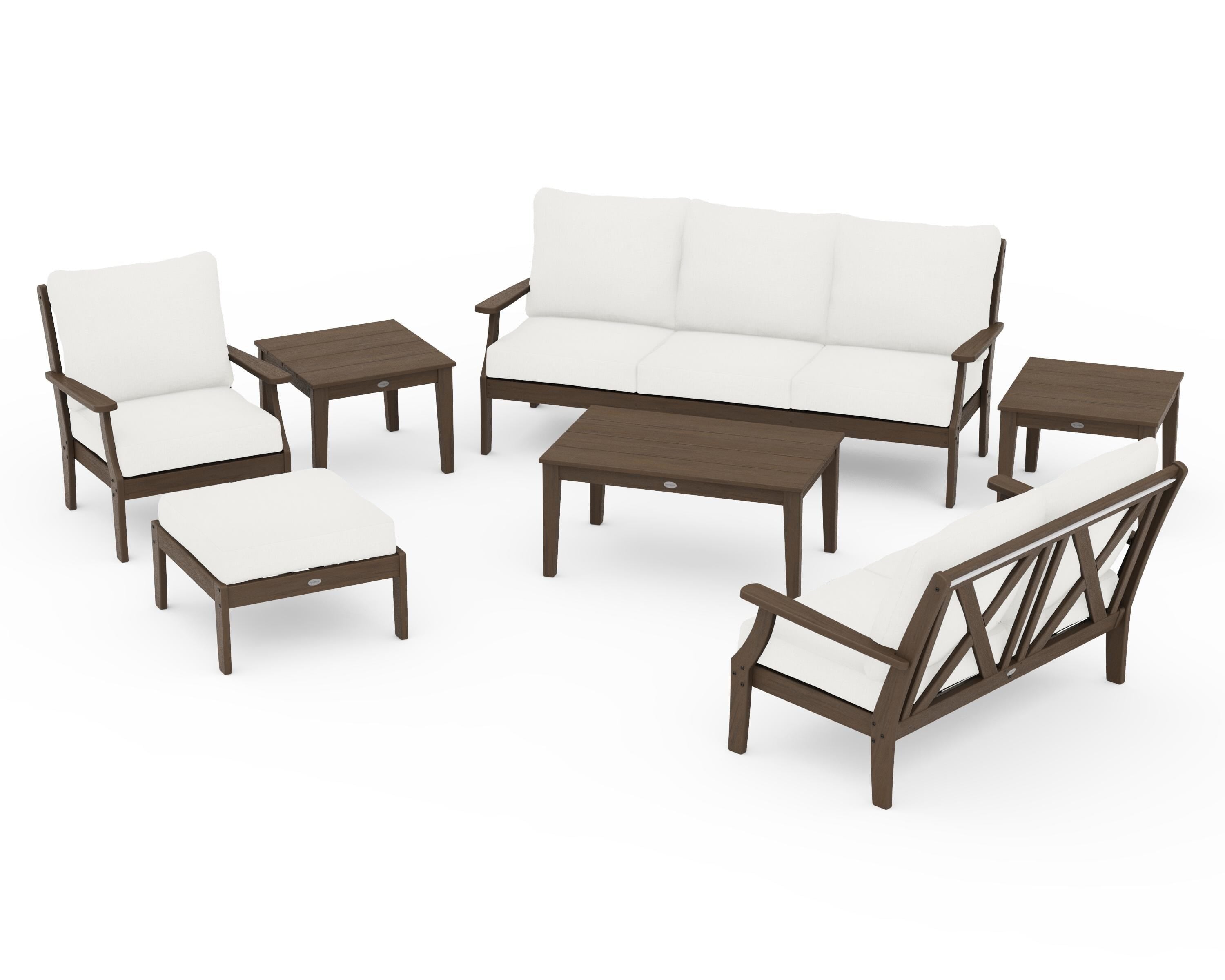 POLYWOOD Braxton 7-Piece Deep Seating Set in Kona / Natural Linen
