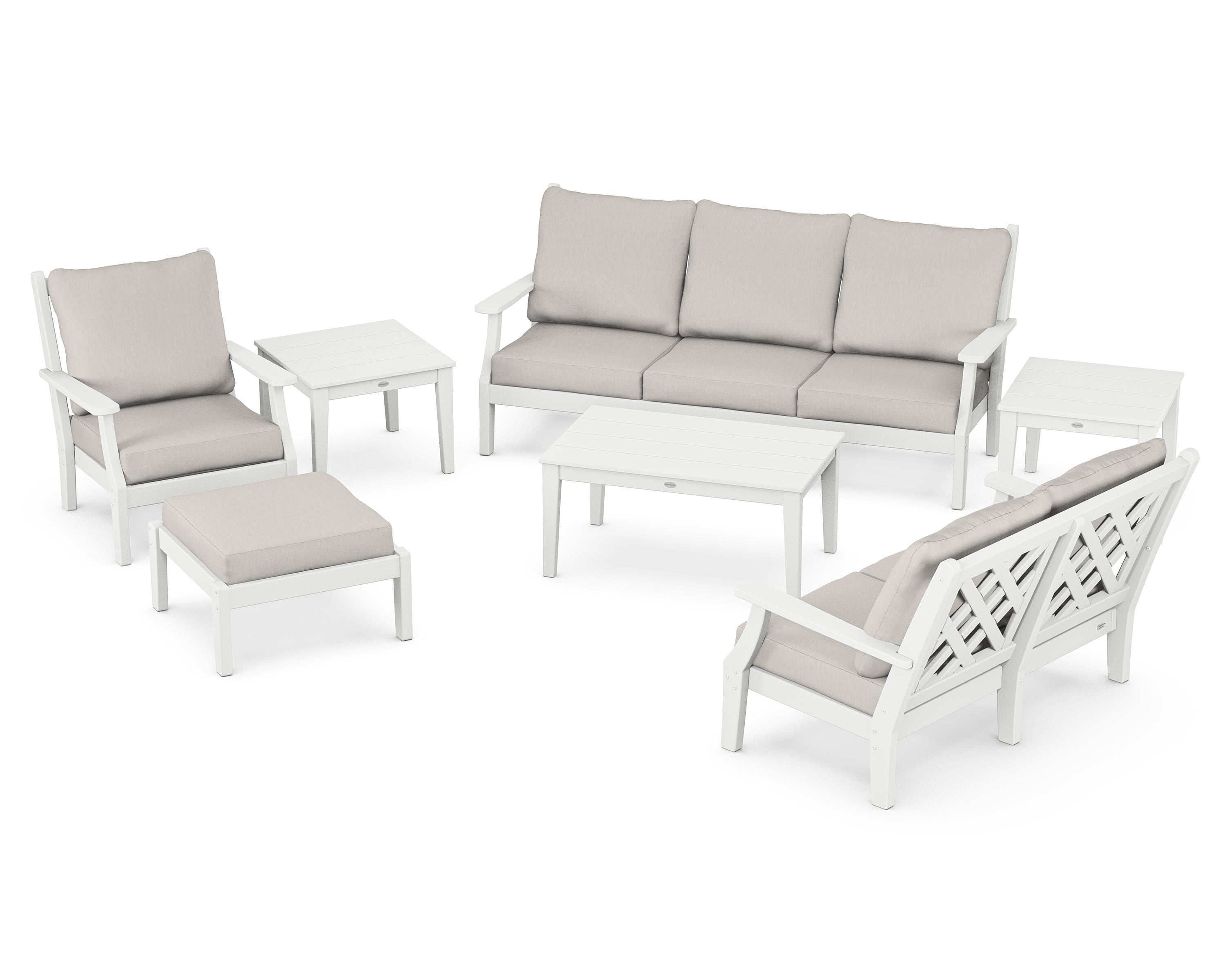 Country Living Wovendale 7-Piece Deep Seating Set in White / Cast Ash
