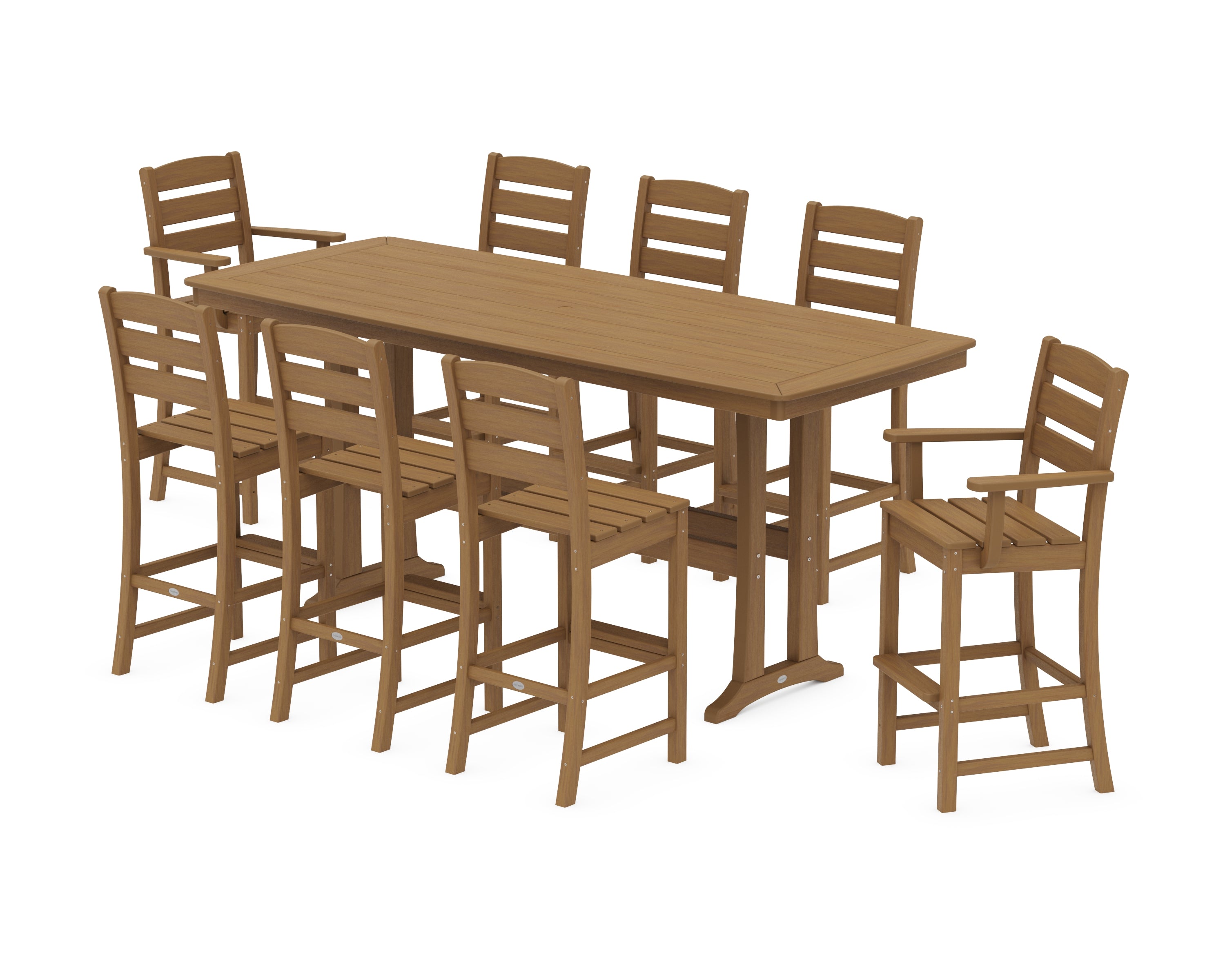 POLYWOOD Lakeside 9-Piece Bar Set with Trestle Legs in Natural