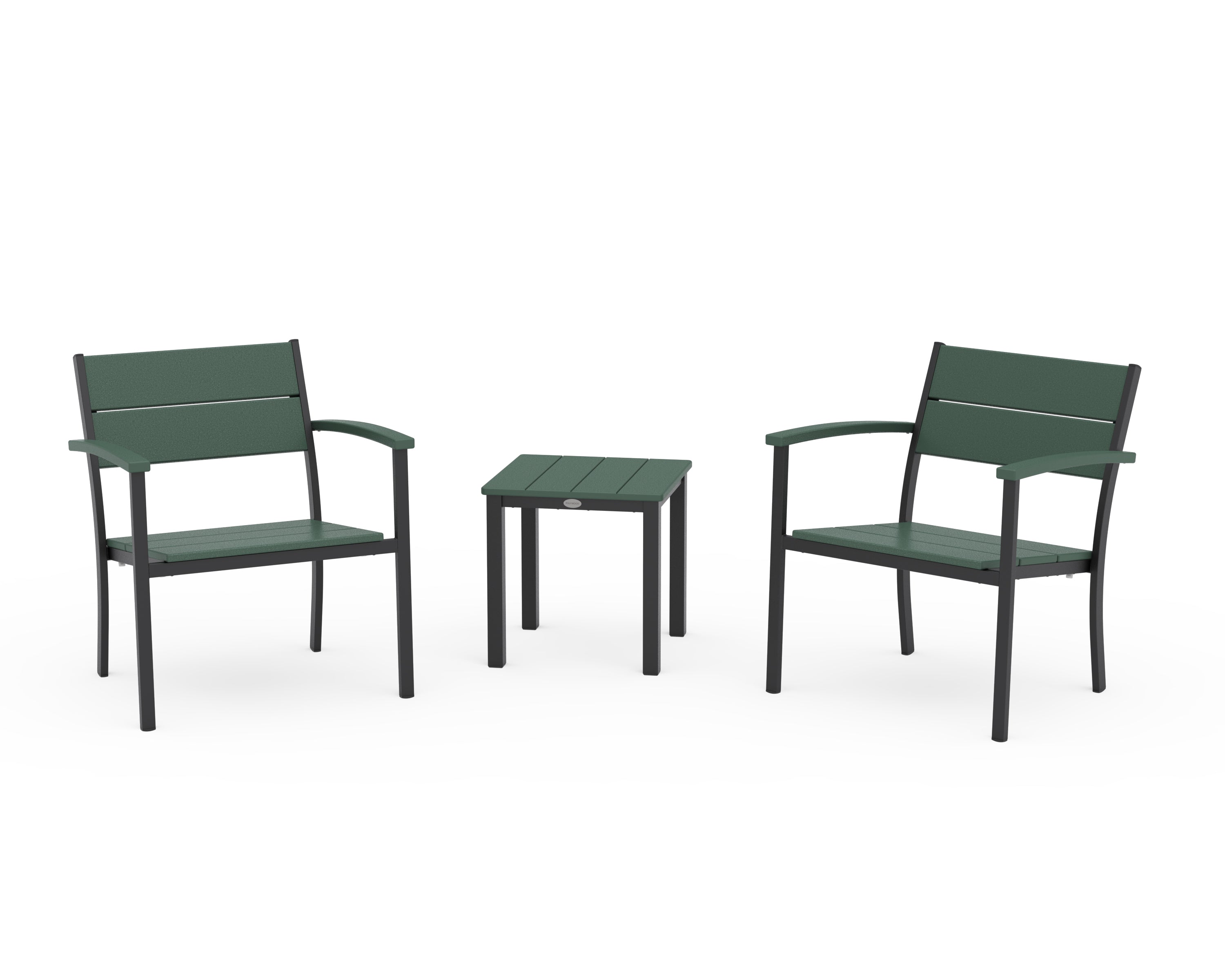 POLYWOOD Main Street 3-Piece Lounge Chair Set in Black / Green